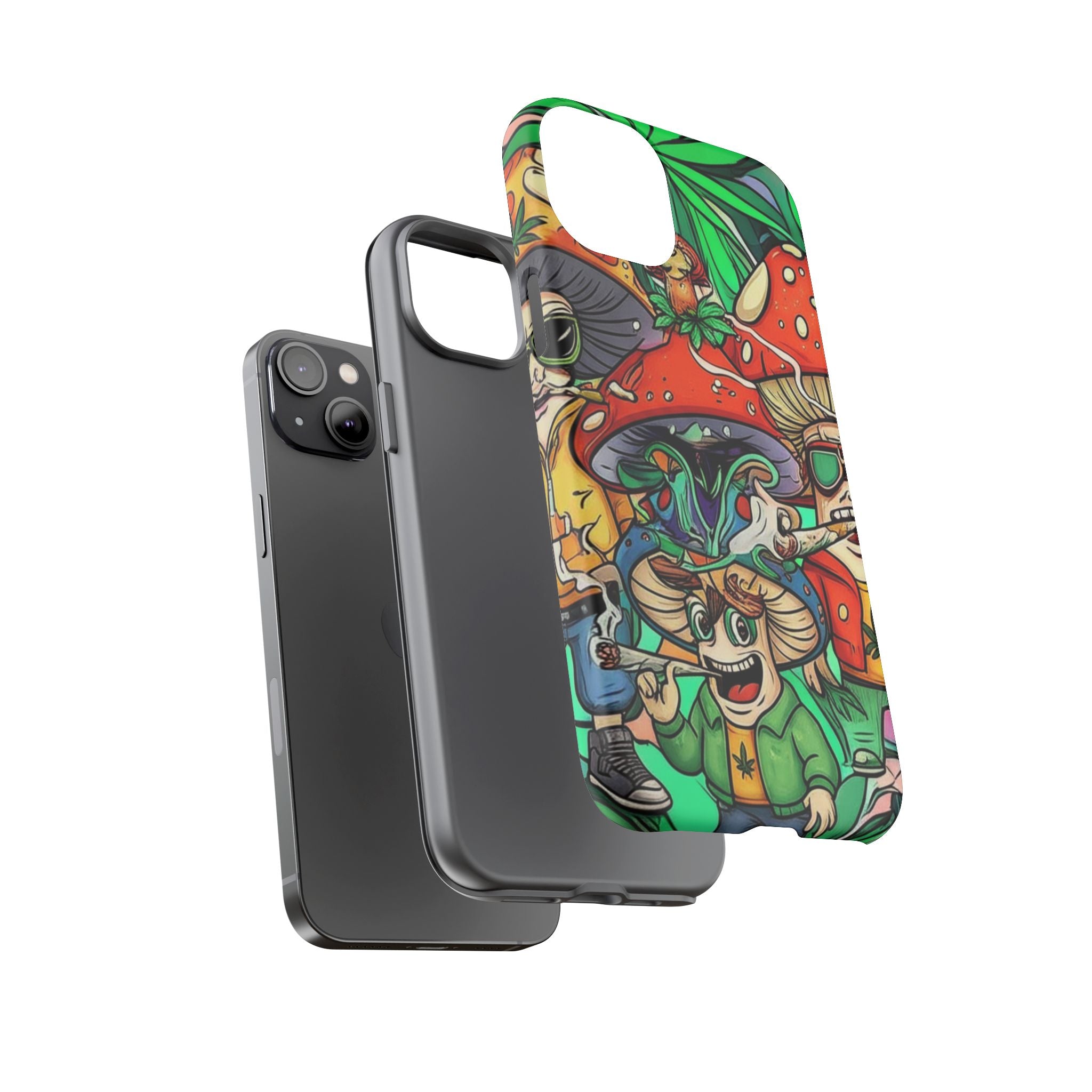 Vibrant Phone Case Featuring Funky Mushroom Art, Tough Cases, Trendy Accessories, Unique Gifts, Eclectic Style, Phone Protection