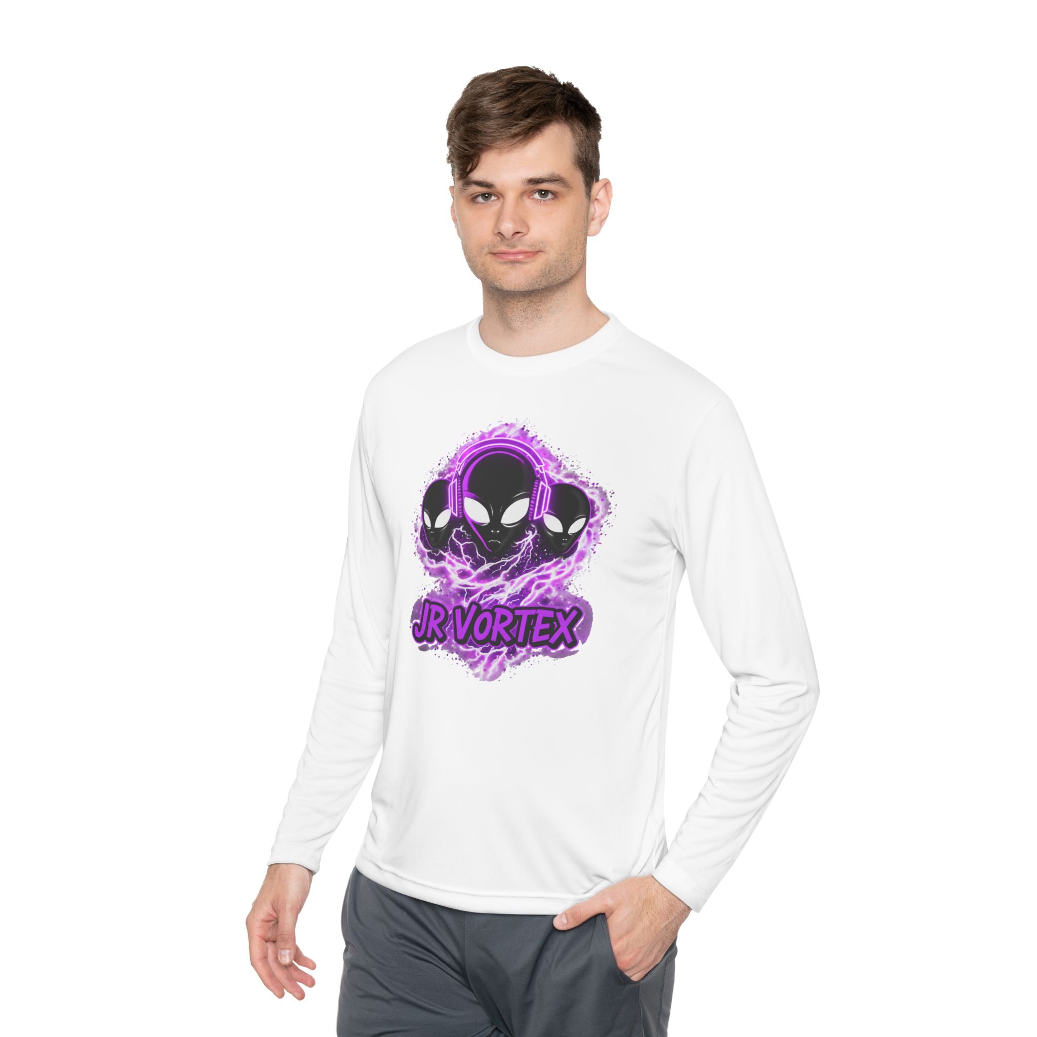 Alien Vortex Long Sleeve Tee — 'JR VORTEX' Graphic Sci‑Fi Shirt
