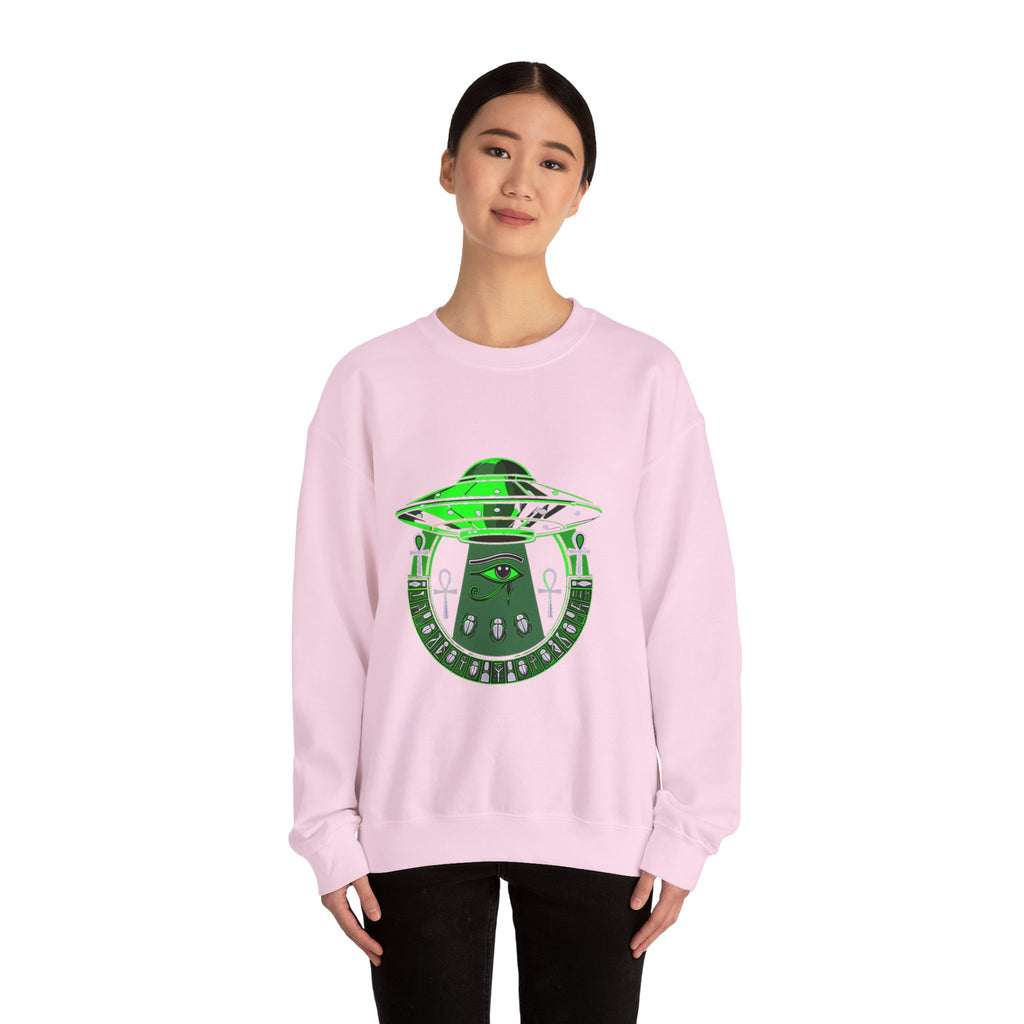Alien Abduction Graphic Sweatshirt, Cozy Unisex Crewneck, UFO Lover Gift, Space-Themed Apparel, Casual Everyday Wear