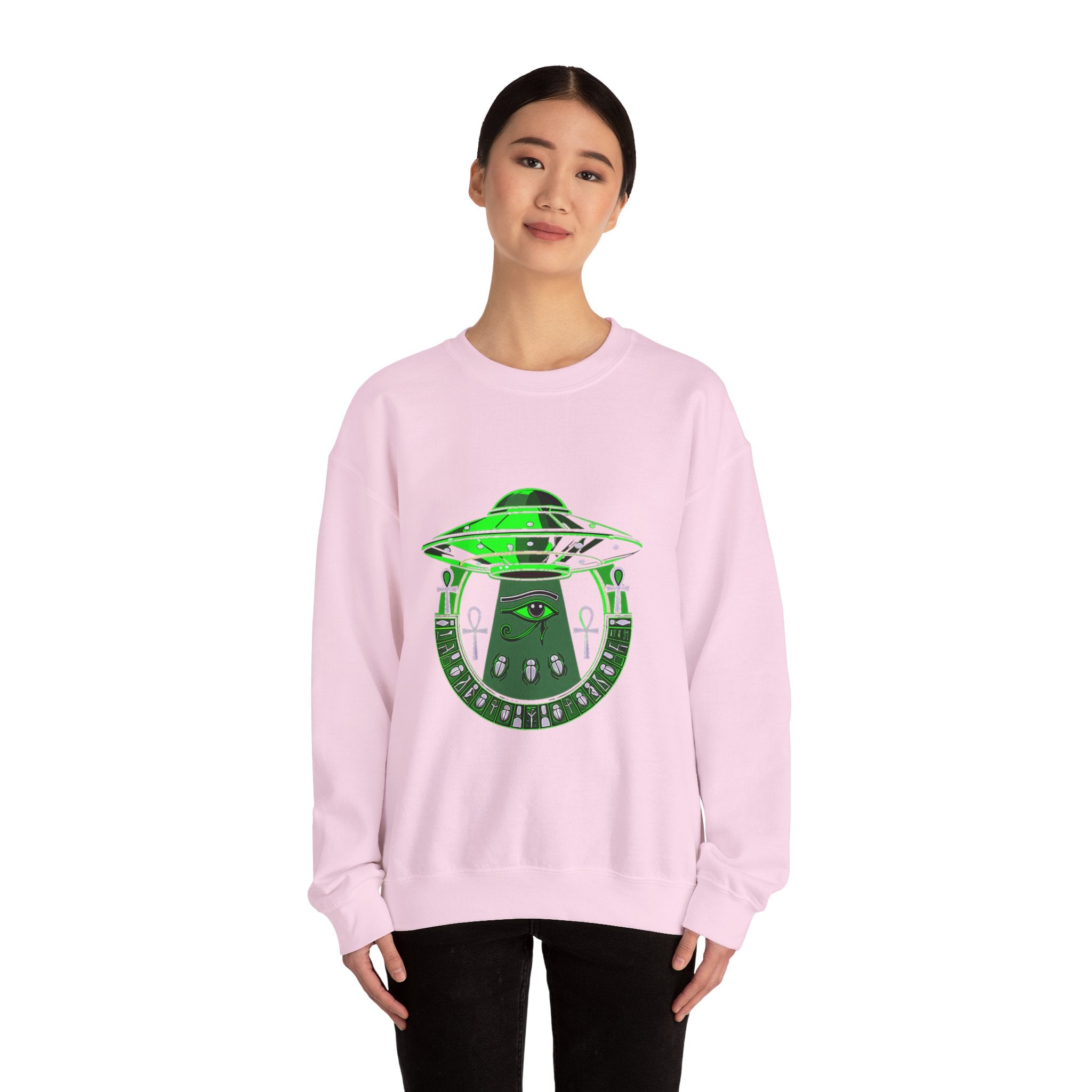 Alien Abduction Graphic Sweatshirt, Cozy Unisex Crewneck, UFO Lover Gift, Space-Themed Apparel, Casual Everyday Wear