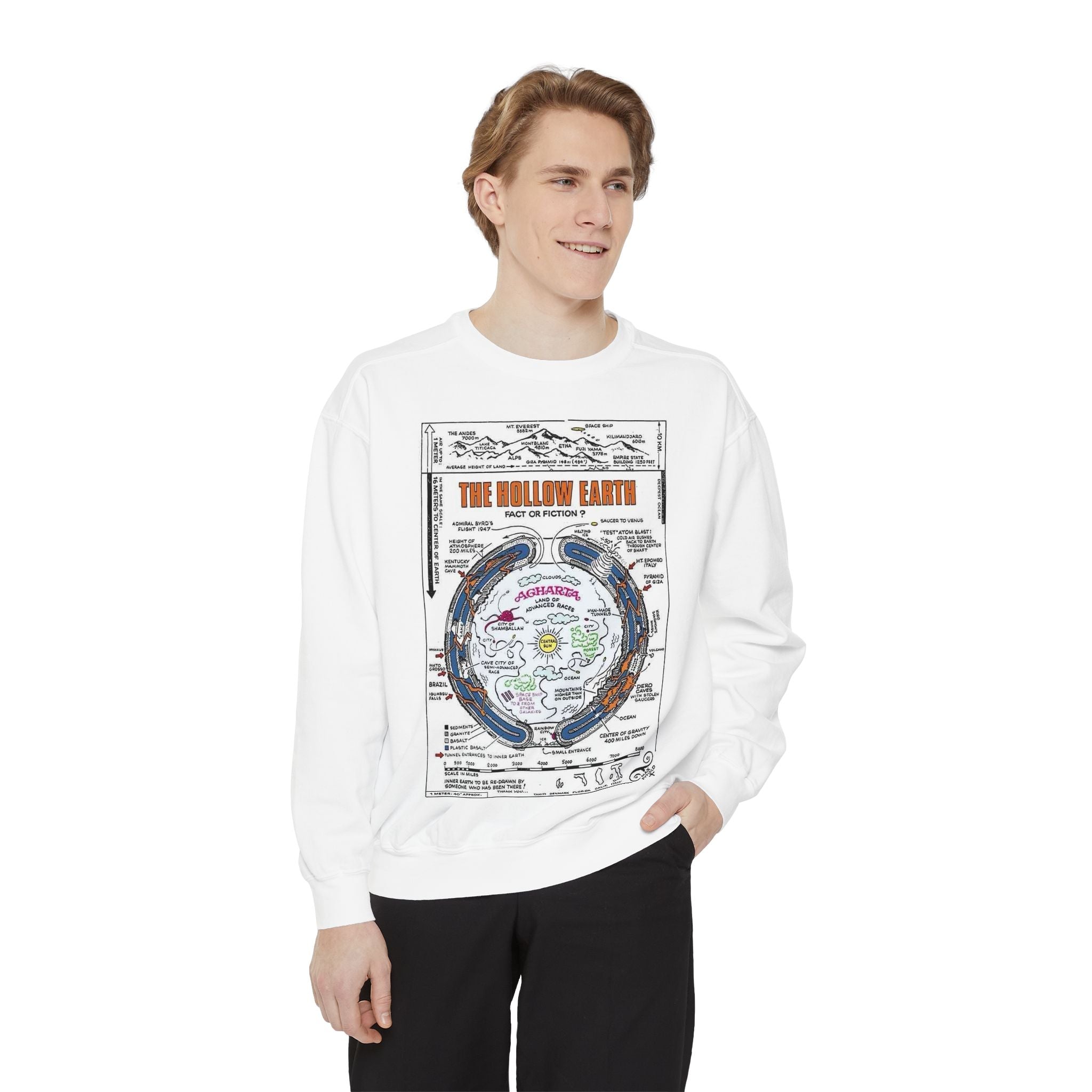 Hollow Earth Sweatshirt, Unisex Garment-Dyed Crewneck, Cozy Gift for Science Lovers, Earth Day Apparel, Great for Casual Wear