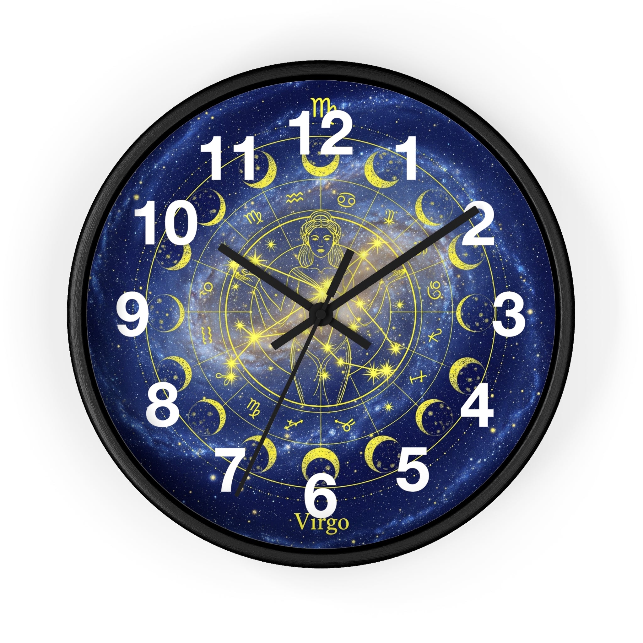 Celestial Virgo Wall Clock - Zodiac Decor for Astrology Lovers, Unique Gift for Birthday, Home Office Wall Art, Cosmic Timepiece