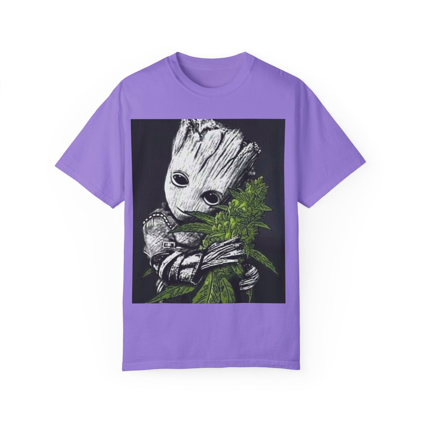 Garment-Dyed T-Shirt - Cute Groot with Plants Graphic