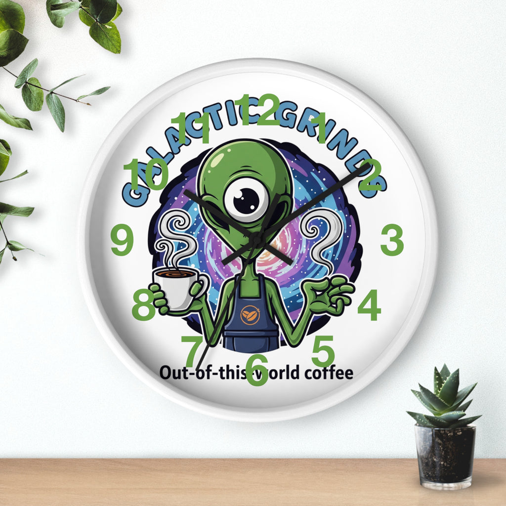 Out-of-This-World Alien Wall Clock | Galactic Grinds Decor | Fun Unique Timepiece for Coffee Lovers | Playful Gift Idea | Space Theme Home