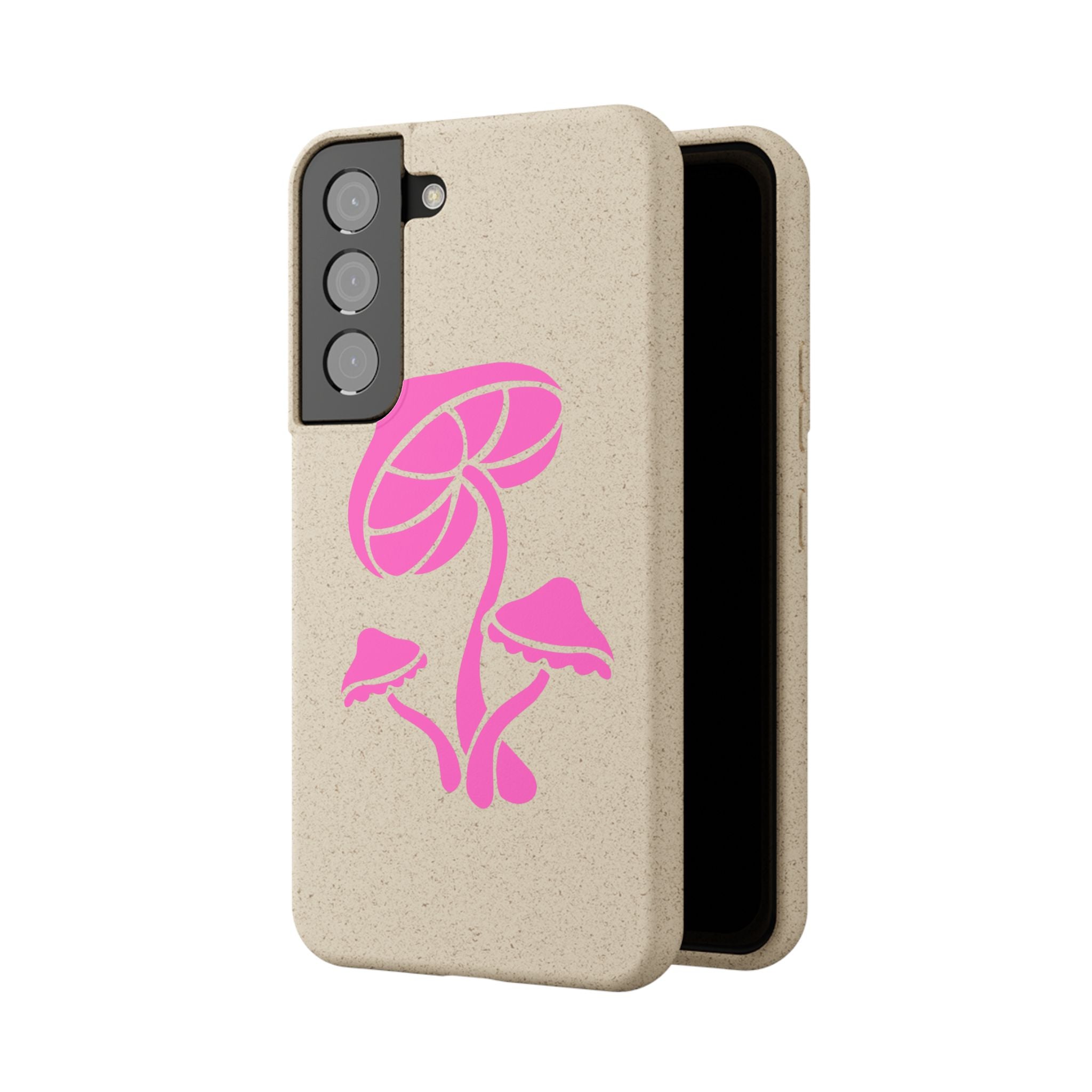 Eco-Friendly Phone Case with Pink Mushroom Design, Biodegradable Phone Cover, Sustainable Gift for Nature Lovers, Earth Day Gift, Cute Phone