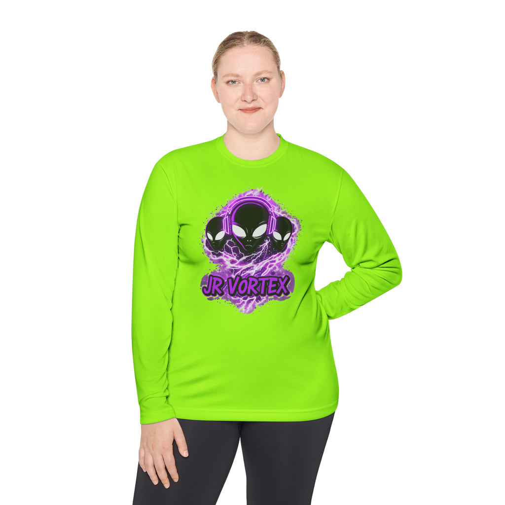 Alien Vortex Long Sleeve Tee — 'JR VORTEX' Graphic Sci‑Fi Shirt