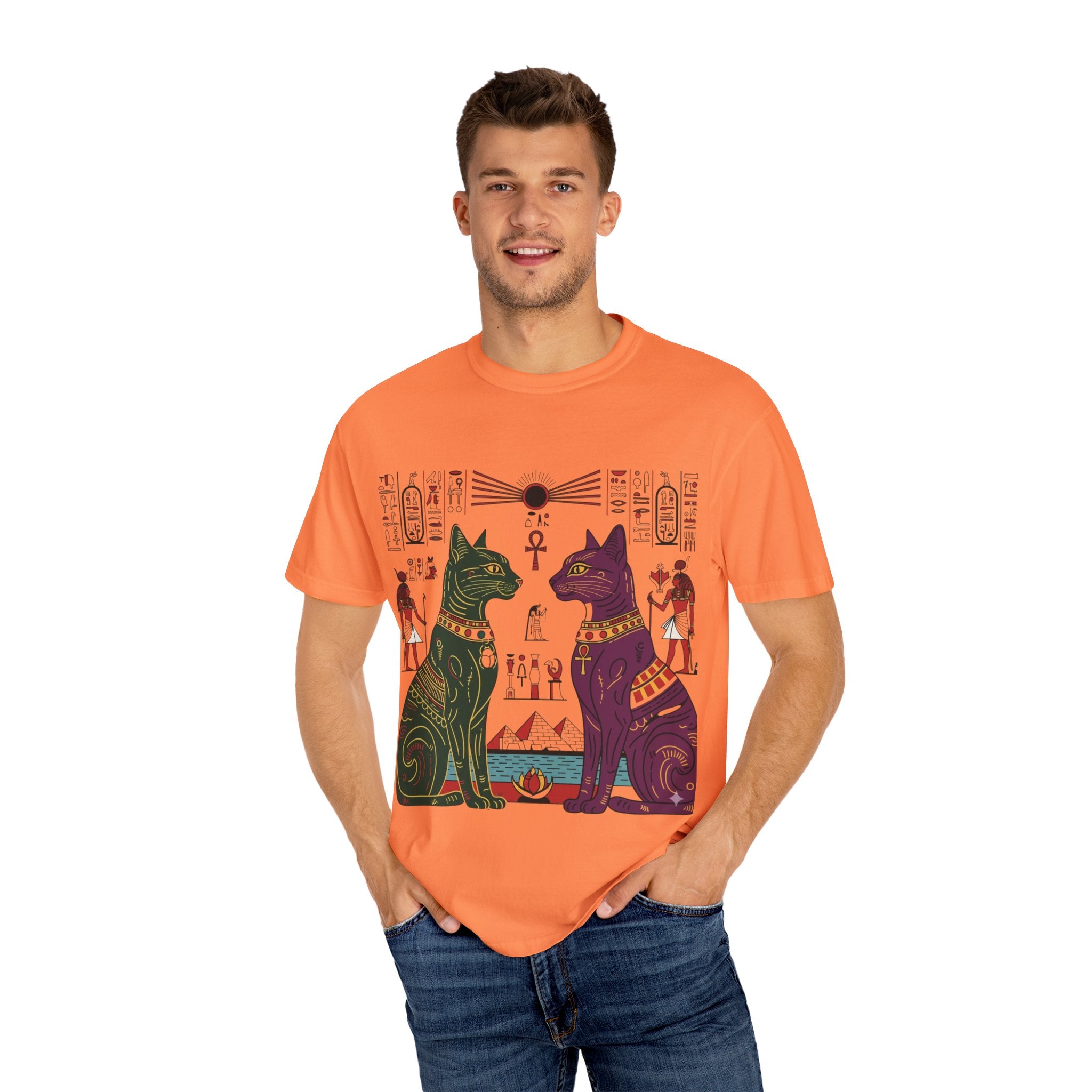 Egyptian Cat Graphic Tee, Vintage Style Shirt, Unisex T-shirt, Cat Lover Gift, Unique Retro Apparel