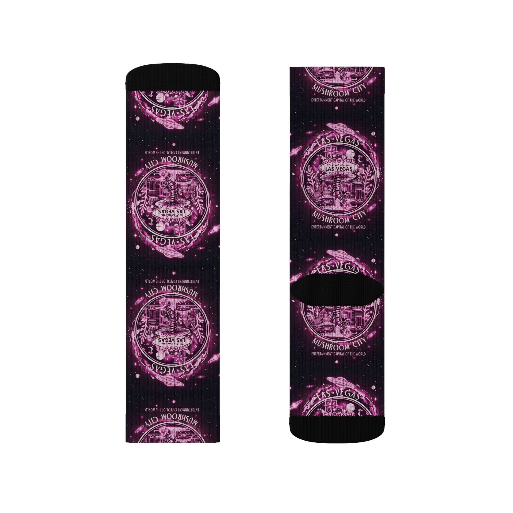 Mystic Pink Galaxy Crew Socks — Sublimated Celestial Mandala Design