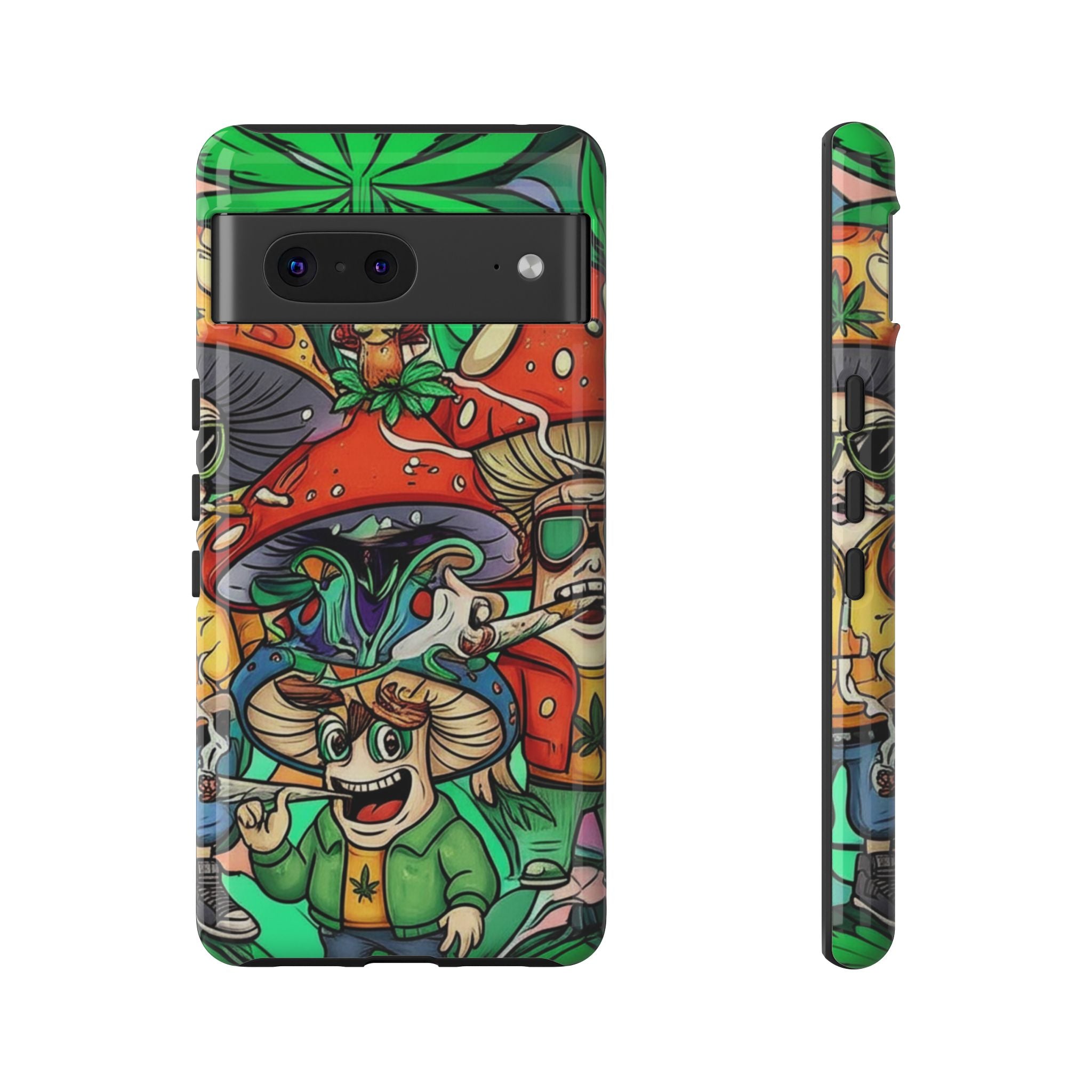 Vibrant Phone Case Featuring Funky Mushroom Art, Tough Cases, Trendy Accessories, Unique Gifts, Eclectic Style, Phone Protection