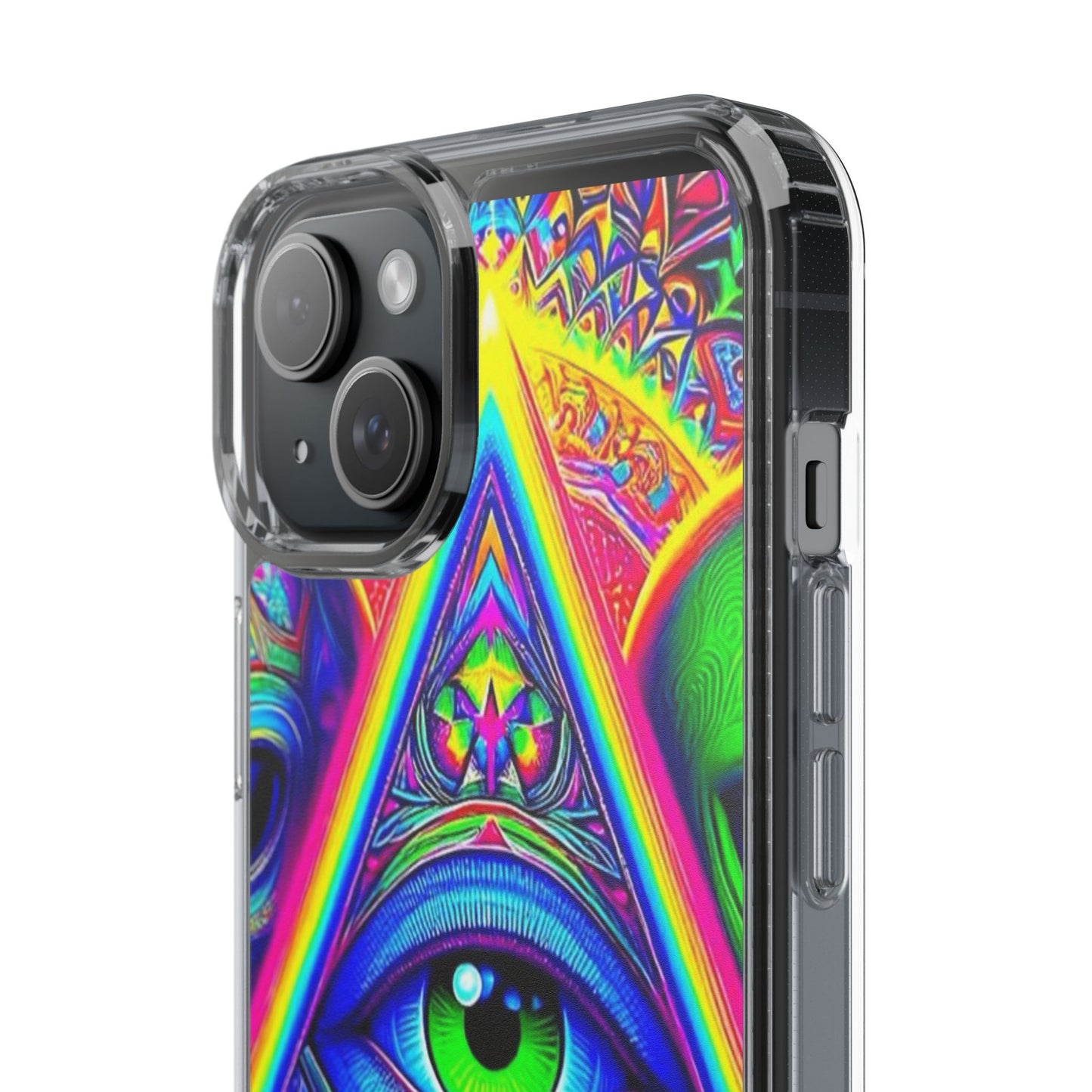 Colorful Alien Eye Phone Case, Psychedelic Clear Case, Gift for Art Lovers, Boho Phone Cover, Festival Accessory, Unique Mobile Case