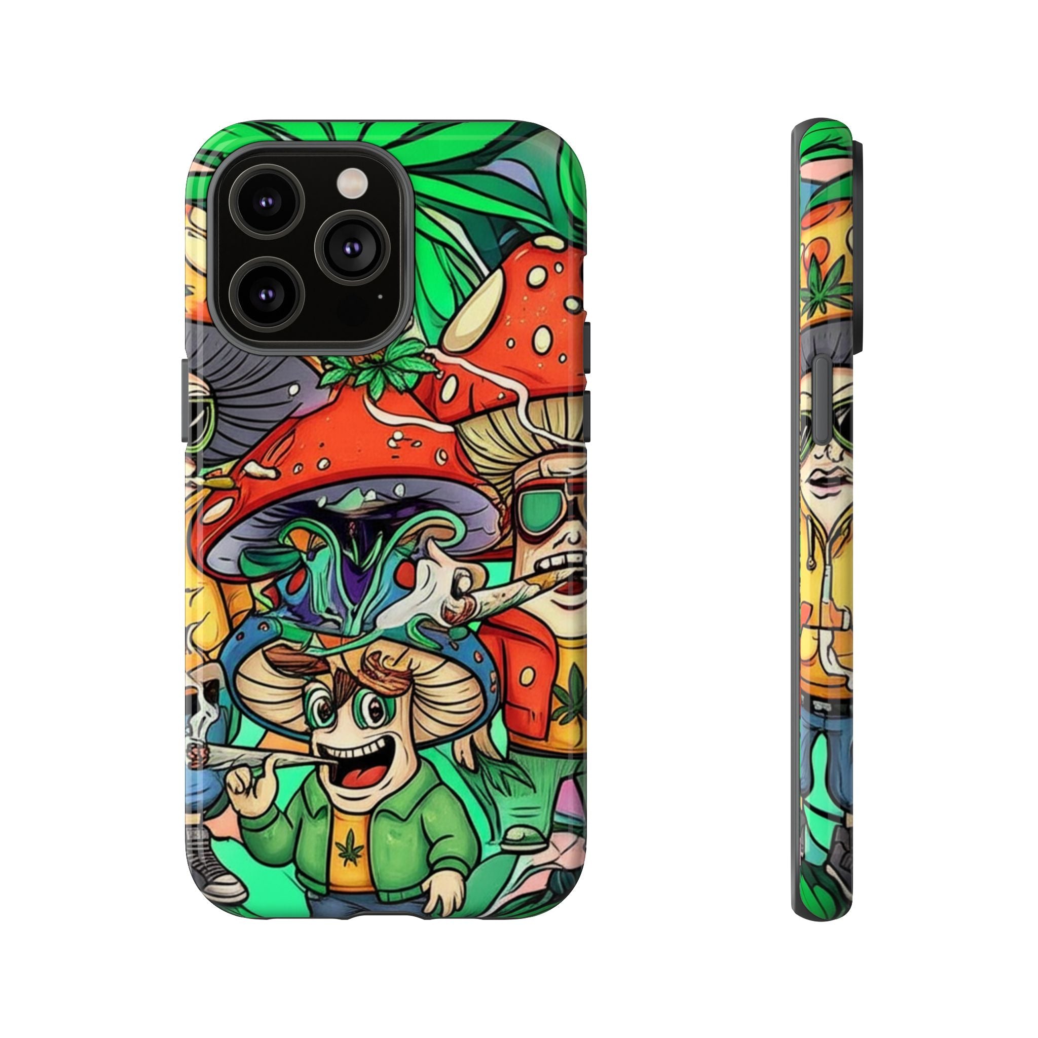 Vibrant Phone Case Featuring Funky Mushroom Art, Tough Cases, Trendy Accessories, Unique Gifts, Eclectic Style, Phone Protection