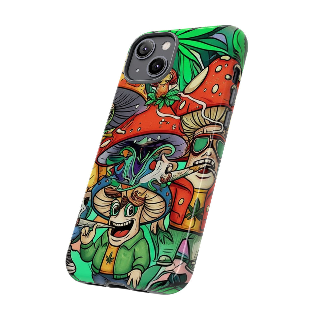 Vibrant Phone Case Featuring Funky Mushroom Art, Tough Cases, Trendy Accessories, Unique Gifts, Eclectic Style, Phone Protection