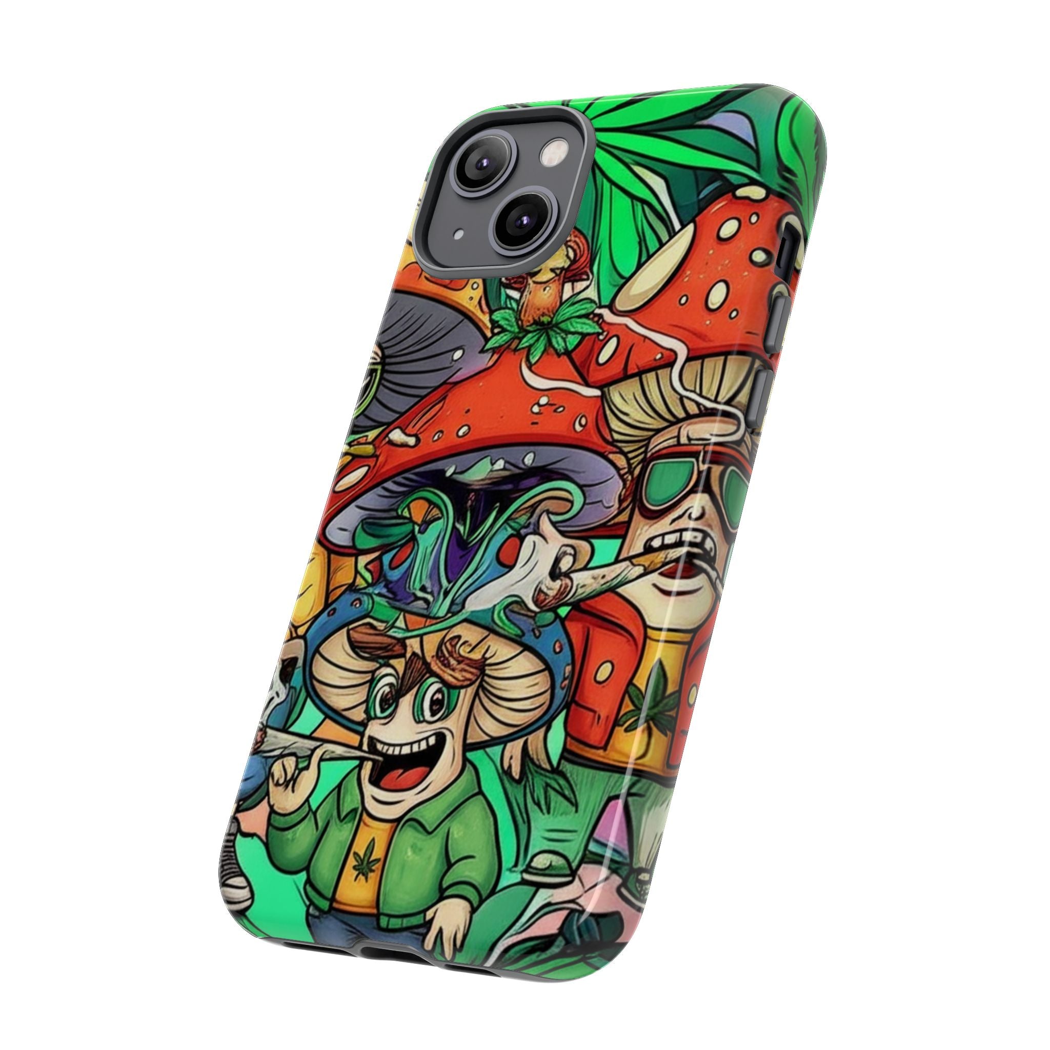Vibrant Phone Case Featuring Funky Mushroom Art, Tough Cases, Trendy Accessories, Unique Gifts, Eclectic Style, Phone Protection