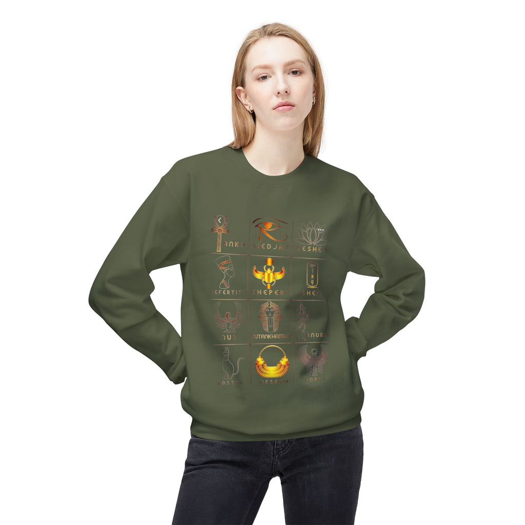 Egyptian Hieroglyphs Sweatshirt, Cozy Crewneck with Ancient Symbols, Unisex Fashion for History Lovers, Gift for Birthdays & Holidays