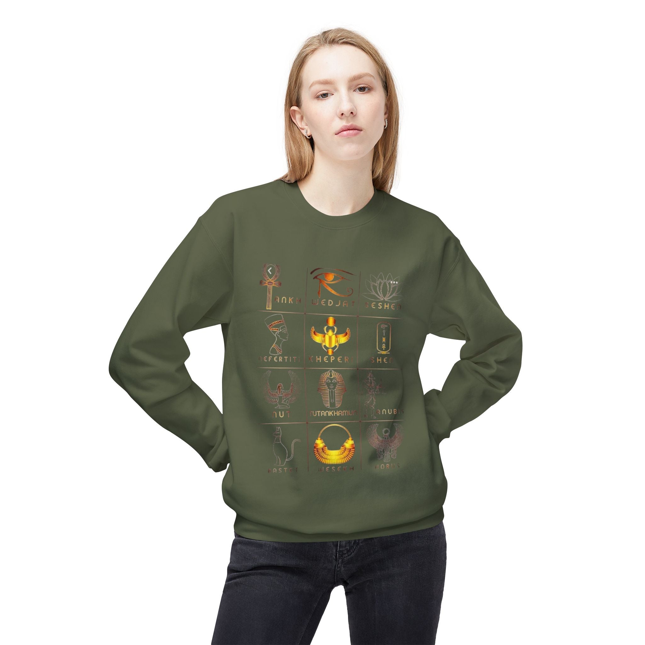 Egyptian Hieroglyphs Sweatshirt, Cozy Crewneck with Ancient Symbols, Unisex Fashion for History Lovers, Gift for Birthdays & Holidays