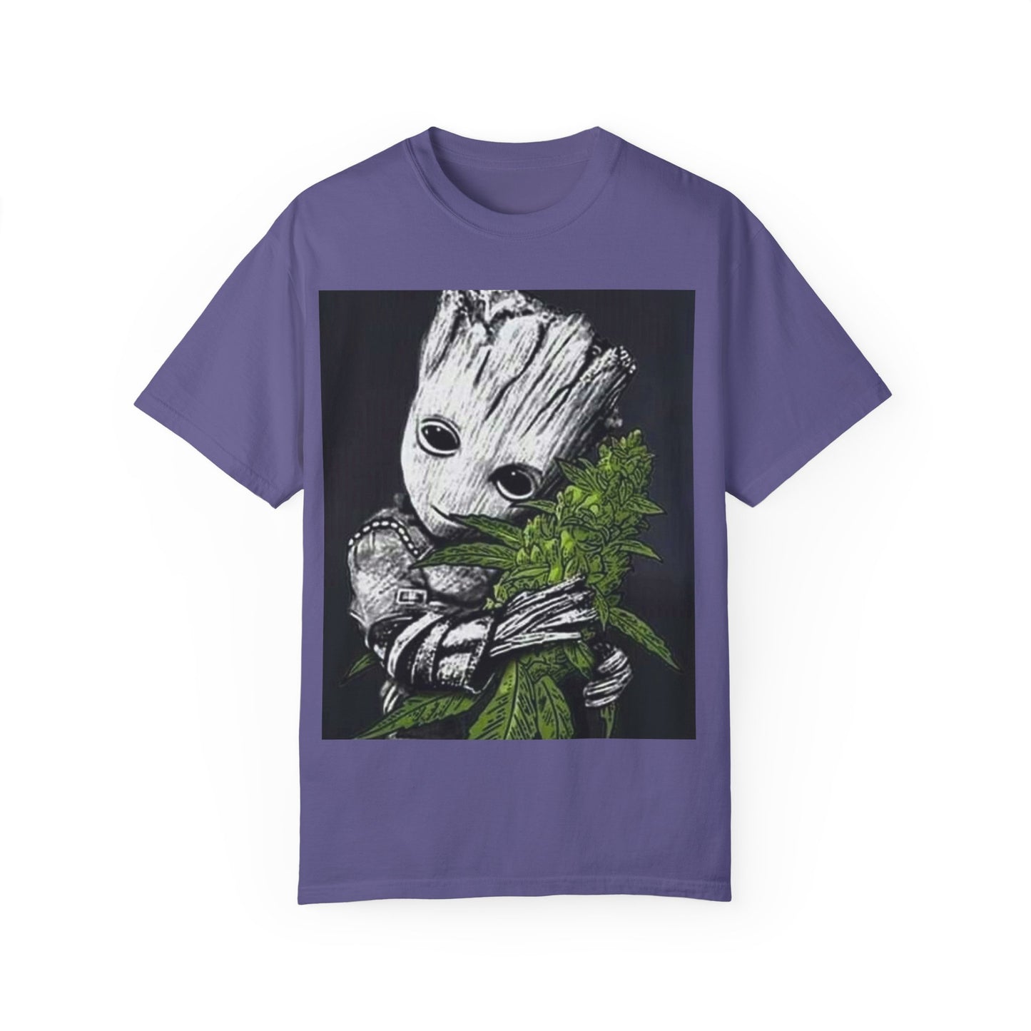 Garment-Dyed T-Shirt - Cute Groot with Plants Graphic