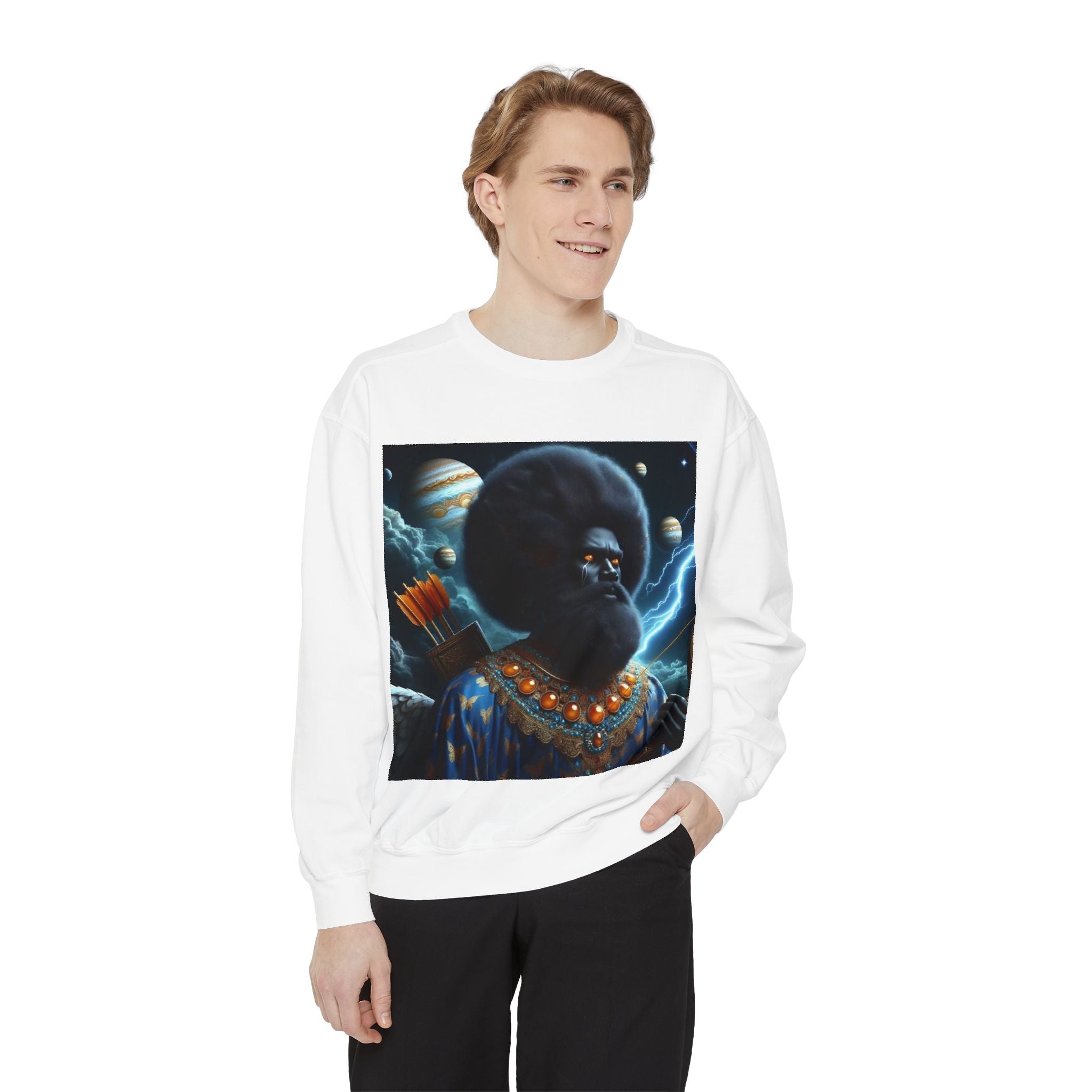 Cosmic Vibes Sweatshirt, Unisex Garment-Dyed Crewneck Sweatshirt, Unique Art Apparel, Fashion Gift, Space-Inspired Clothing, Trendy Casual