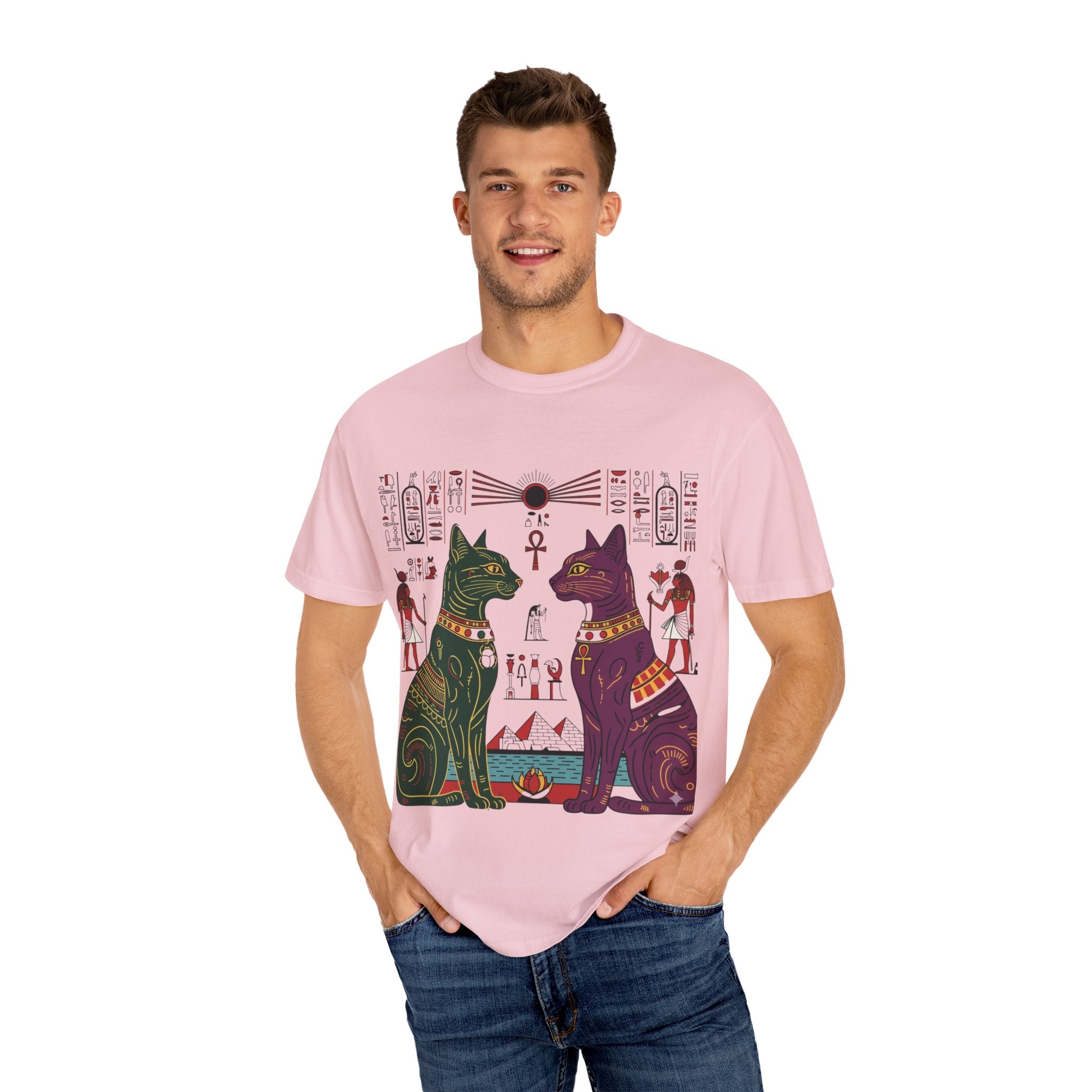 Egyptian Cat Graphic Tee, Vintage Style Shirt, Unisex T-shirt, Cat Lover Gift, Unique Retro Apparel