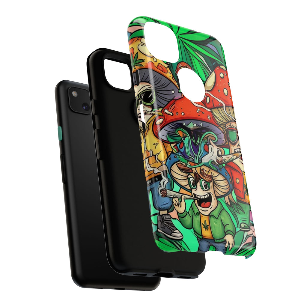 Vibrant Phone Case Featuring Funky Mushroom Art, Tough Cases, Trendy Accessories, Unique Gifts, Eclectic Style, Phone Protection
