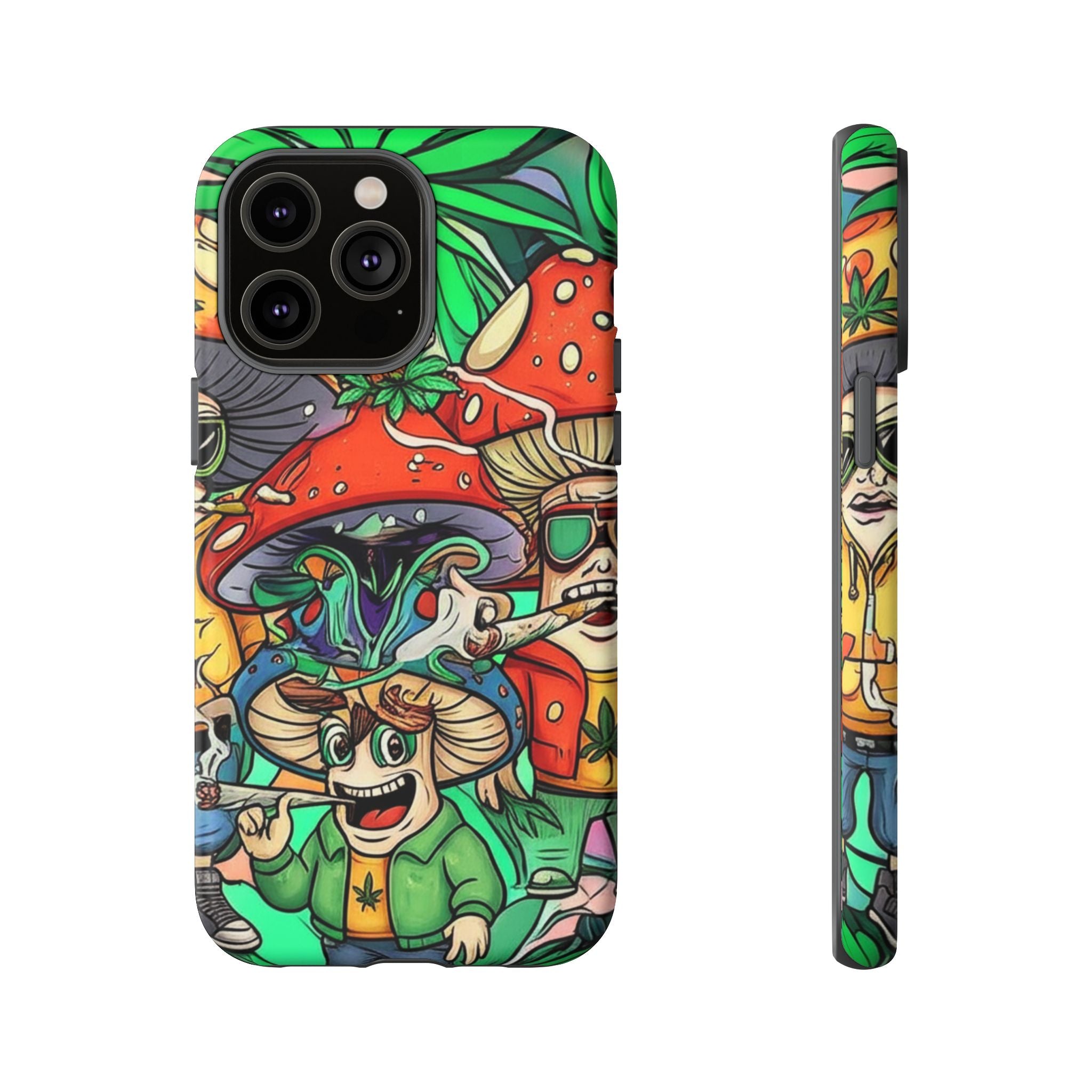 Vibrant Phone Case Featuring Funky Mushroom Art, Tough Cases, Trendy Accessories, Unique Gifts, Eclectic Style, Phone Protection