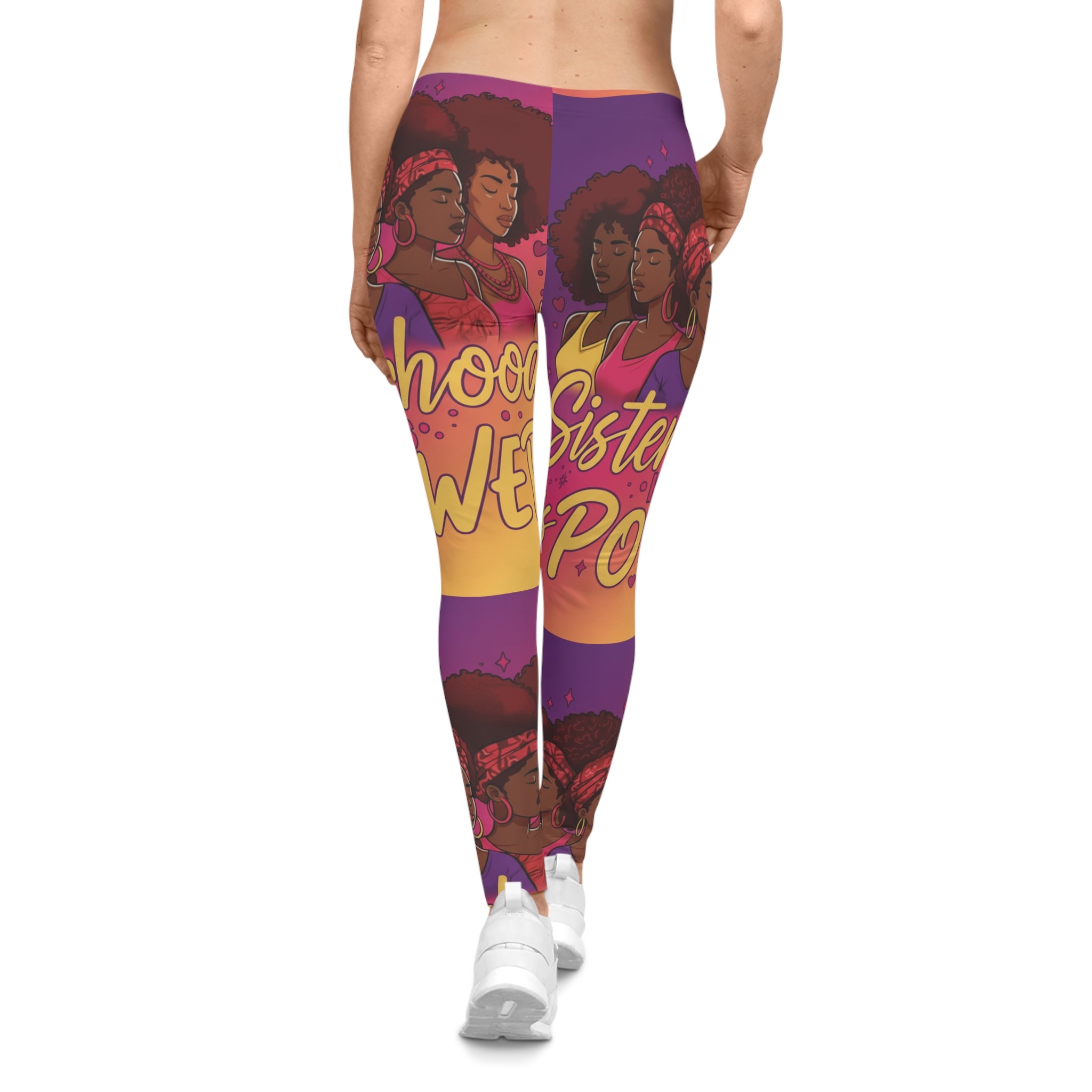 Sisterhood is Power Women's Casual Leggings, Trendy Fitness Tights, Empowerment Yoga Pants, Gift for Sisters, Celebratory Workout Apparel