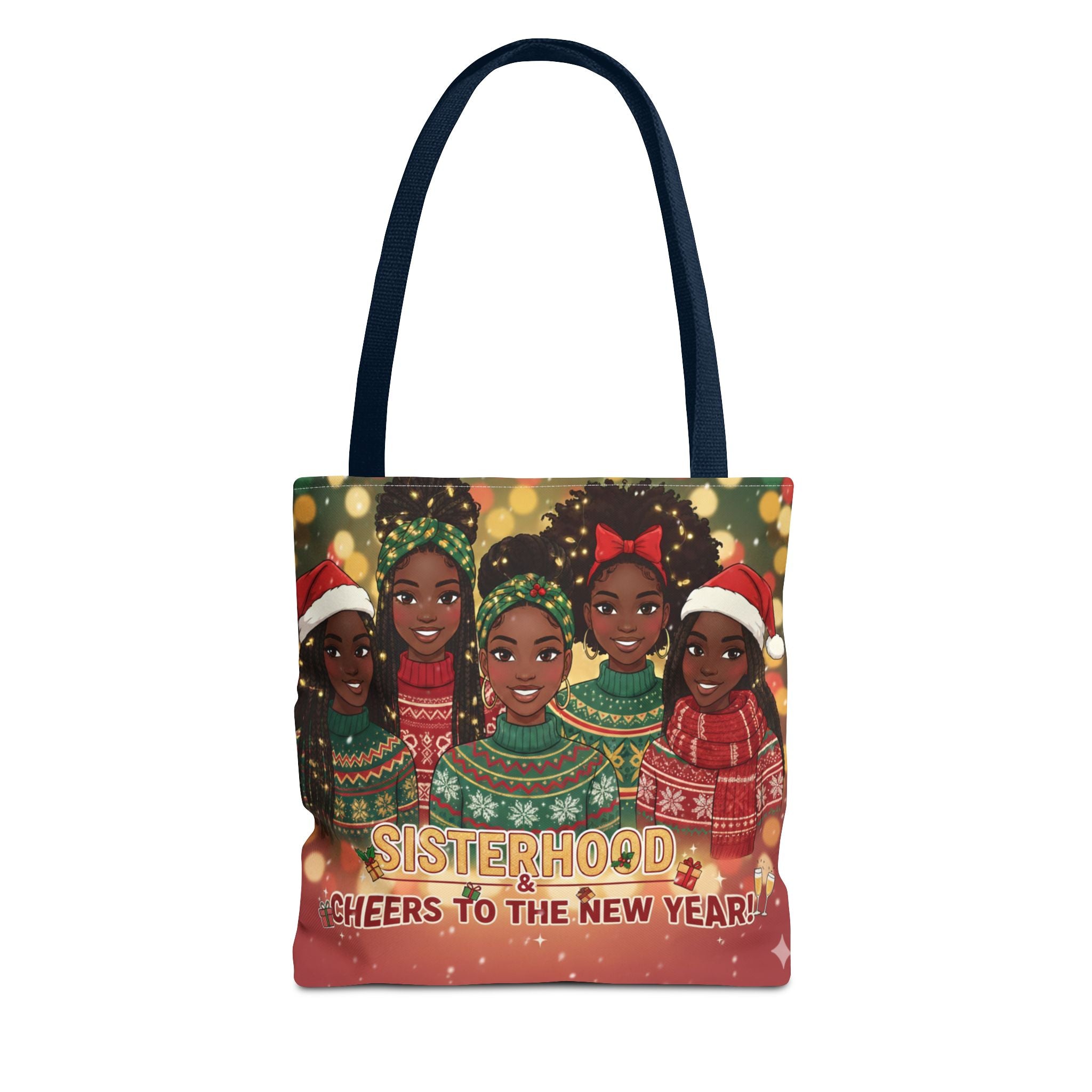 Sisterhood Holiday Tote Bag — “Cheers to the New Year!” Christmas Market Bag