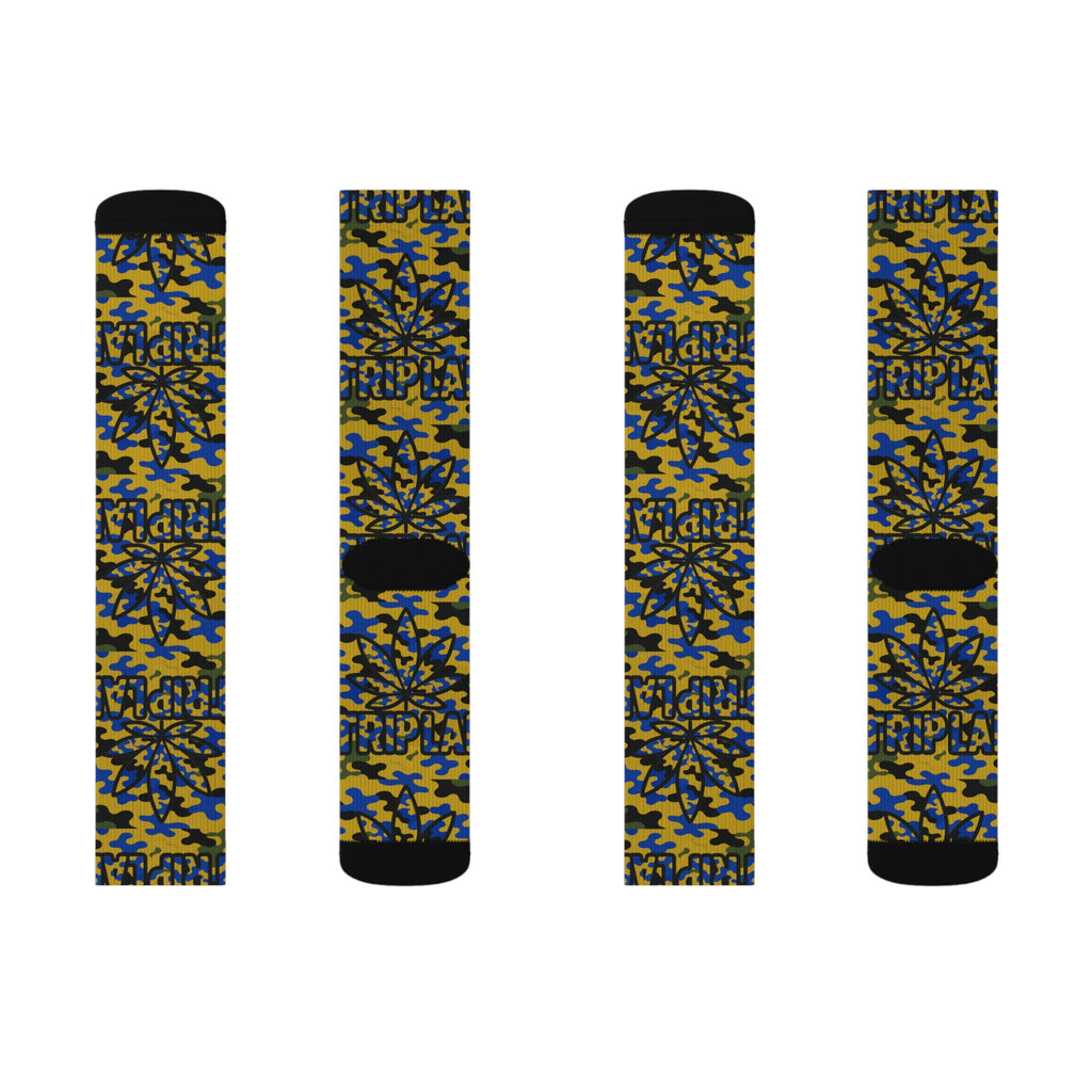 Blue & Gold Camo Sublimation Socks – Bold Athletic Crew Socks
