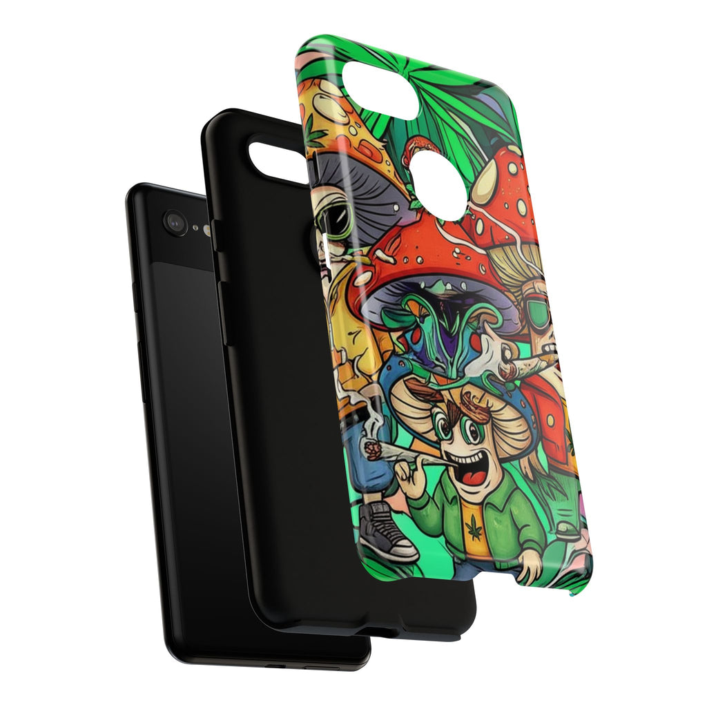 Vibrant Phone Case Featuring Funky Mushroom Art, Tough Cases, Trendy Accessories, Unique Gifts, Eclectic Style, Phone Protection