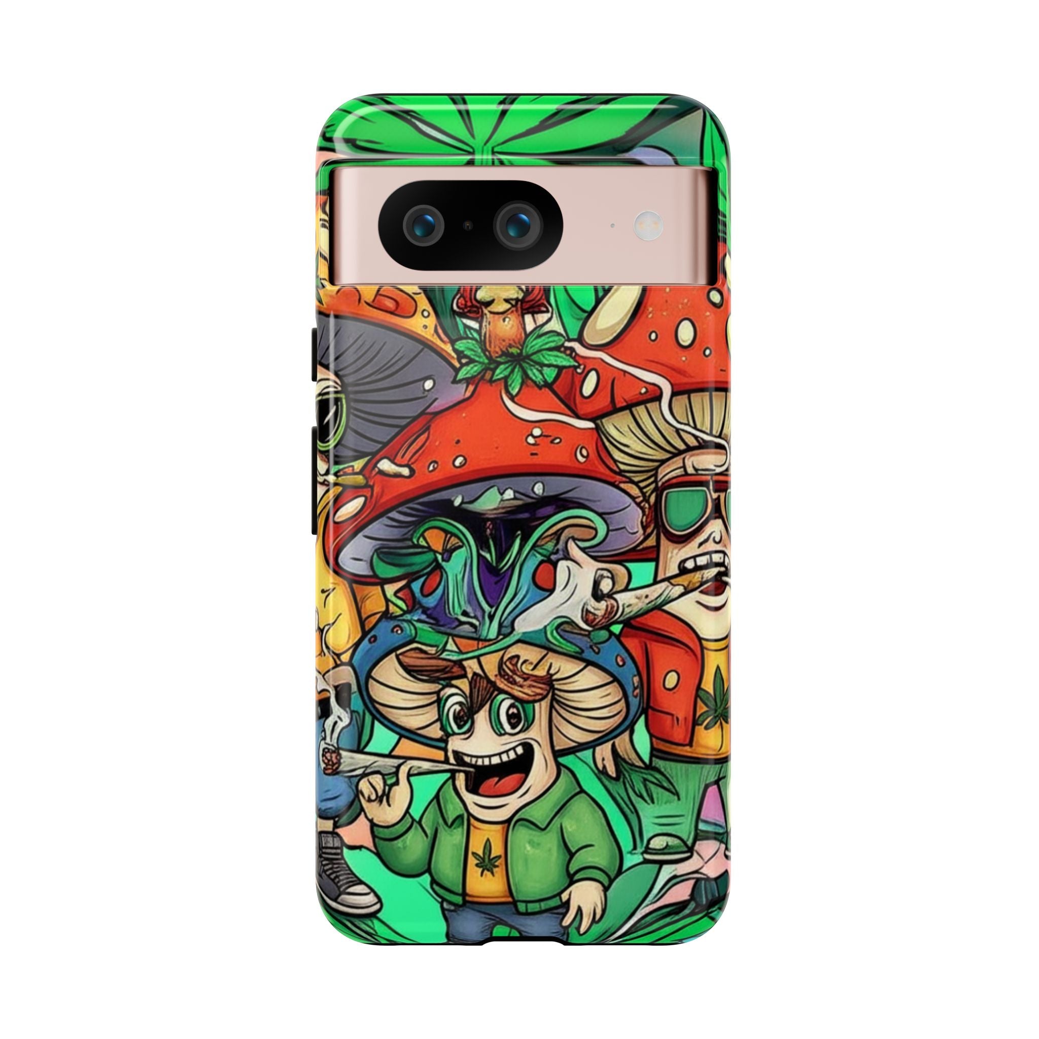 Vibrant Phone Case Featuring Funky Mushroom Art, Tough Cases, Trendy Accessories, Unique Gifts, Eclectic Style, Phone Protection