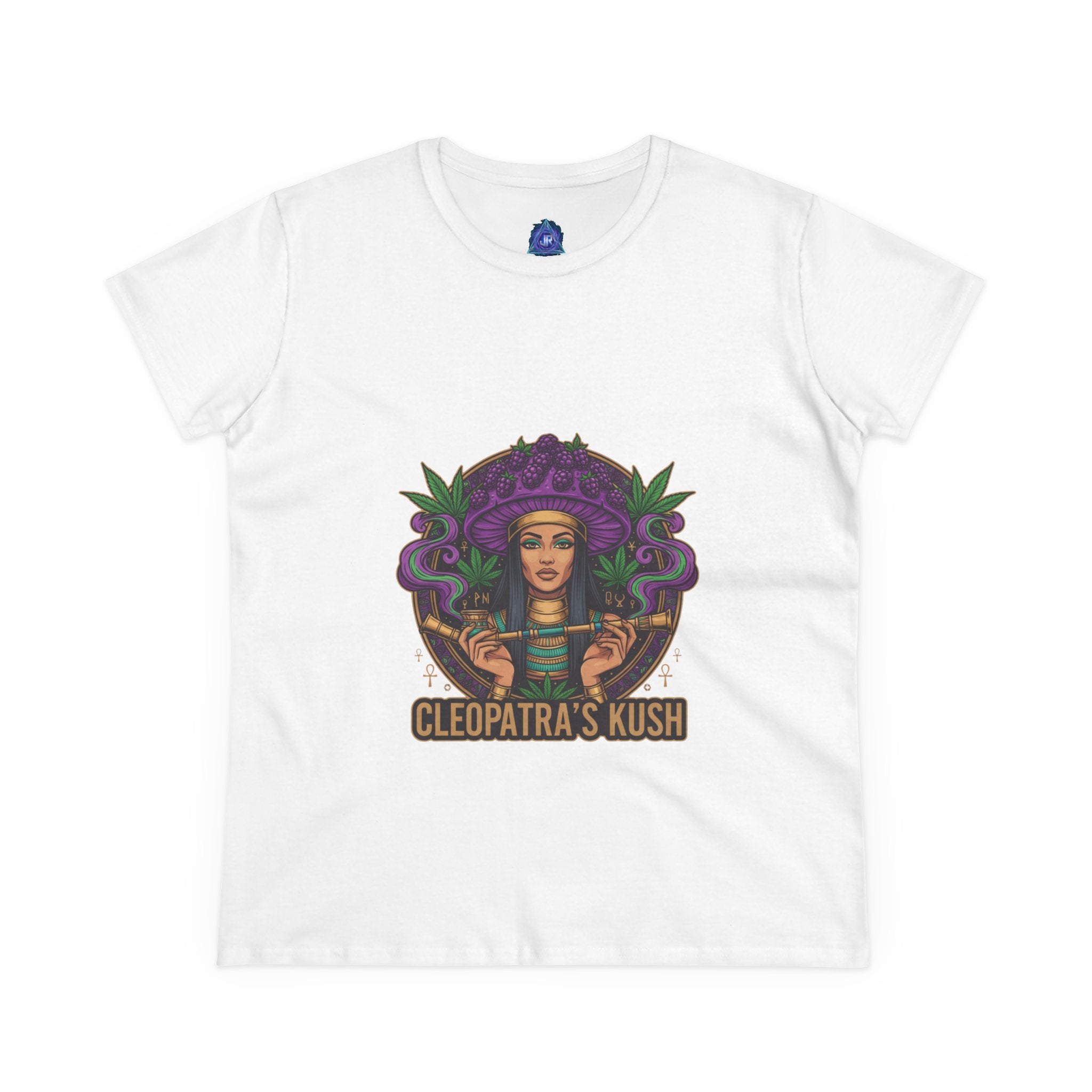 Cleopatra's Kush Women's Midweight Cotton Tee - Stylish Cannabis-Inspired T-Shirt