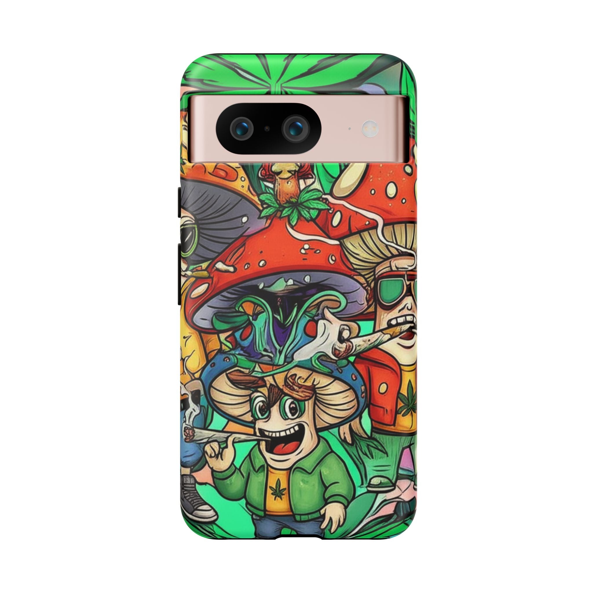 Vibrant Phone Case Featuring Funky Mushroom Art, Tough Cases, Trendy Accessories, Unique Gifts, Eclectic Style, Phone Protection