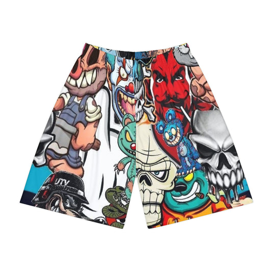 Vibrant Graphic Men's Sports Shorts - Street Art Inspired