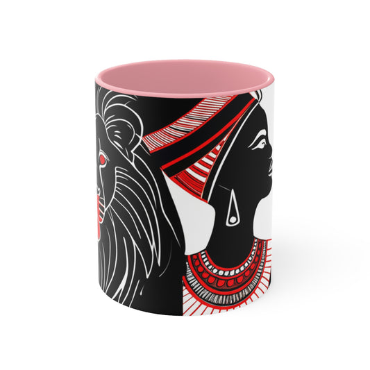 Bold African Inspired Accent Mugs | Unique Gift for Tea & Coffee Lovers | Home Decor | Lion & Woman Design