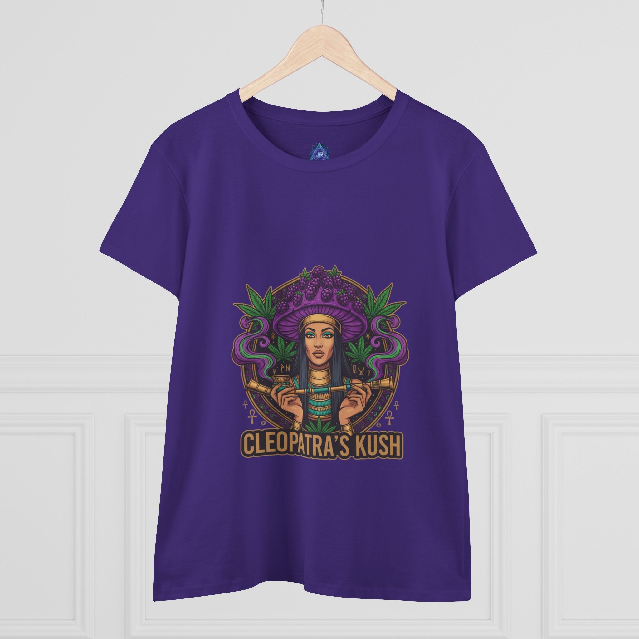 Cleopatra's Kush Women's Midweight Cotton Tee - Stylish Cannabis-Inspired T-Shirt
