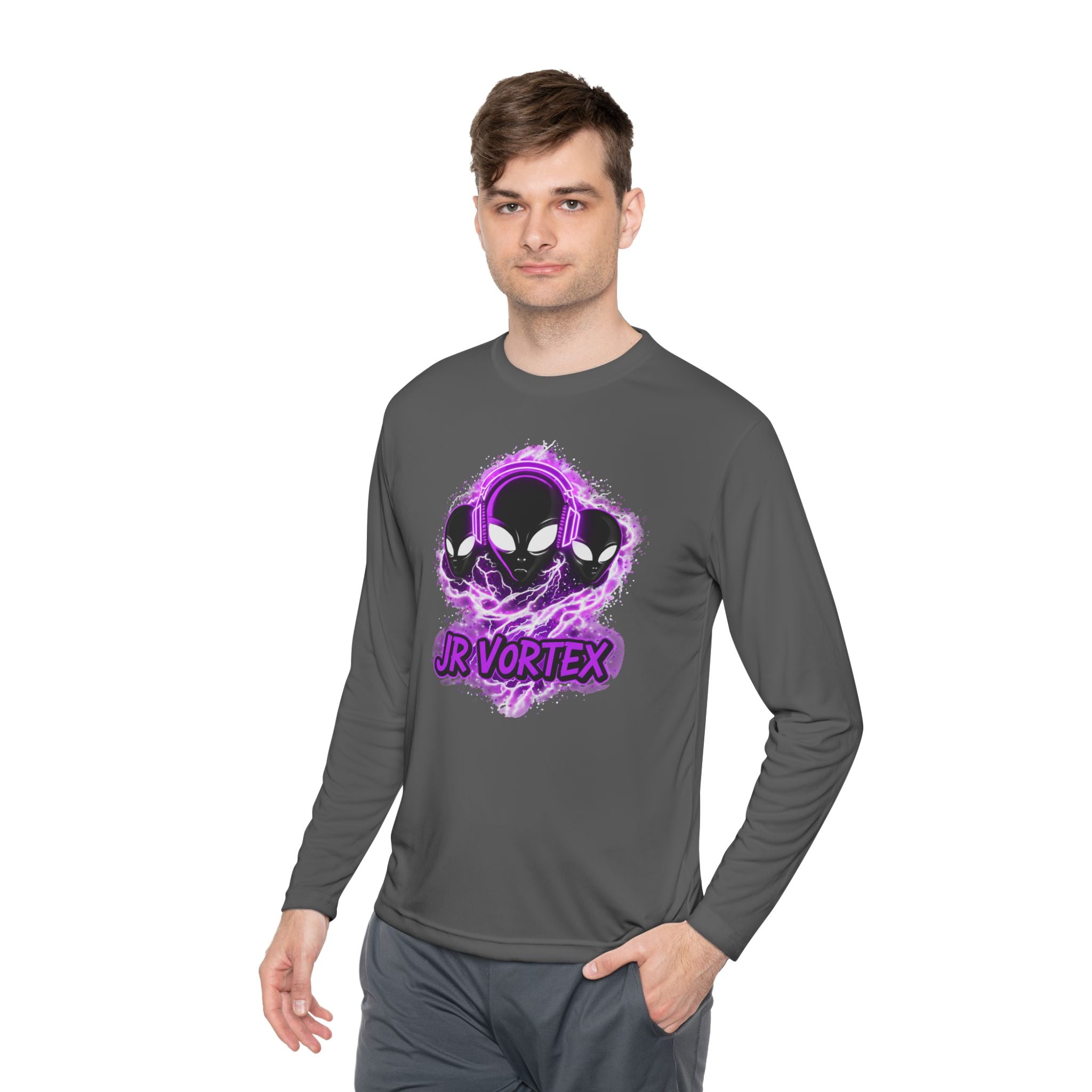 Alien Vortex Long Sleeve Tee — 'JR VORTEX' Graphic Sci‑Fi Shirt