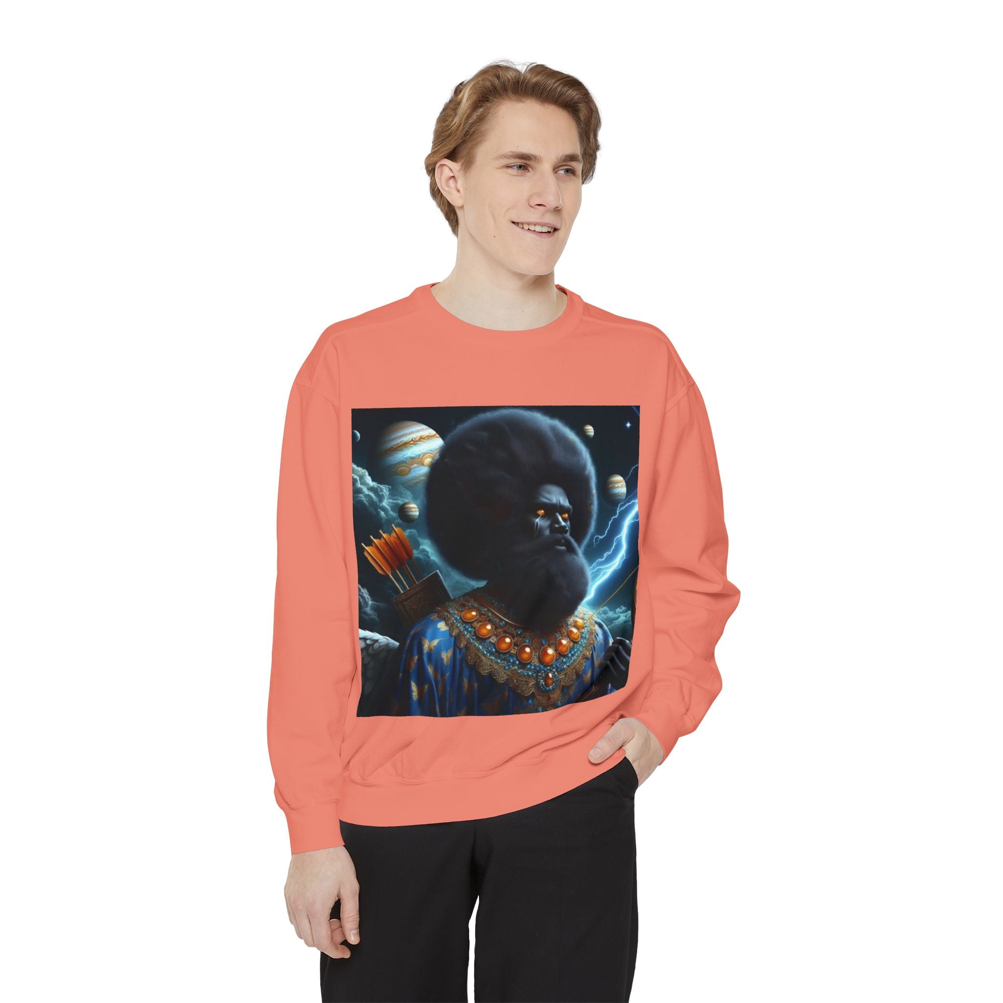 Cosmic Vibes Sweatshirt, Unisex Garment-Dyed Crewneck Sweatshirt, Unique Art Apparel, Fashion Gift, Space-Inspired Clothing, Trendy Casual