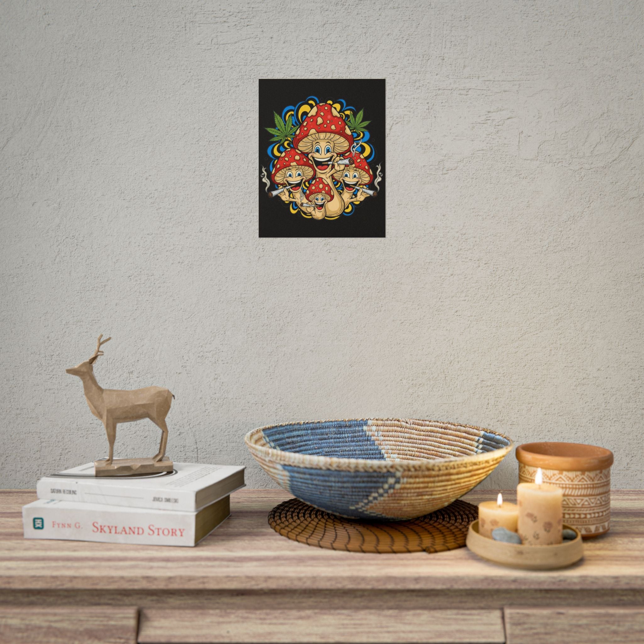 Whimsical Mushroom Art Prints, Psychedelic Decor, Unique Wall Art, Gift for Mushroom Lovers, Bohemian Home Decor