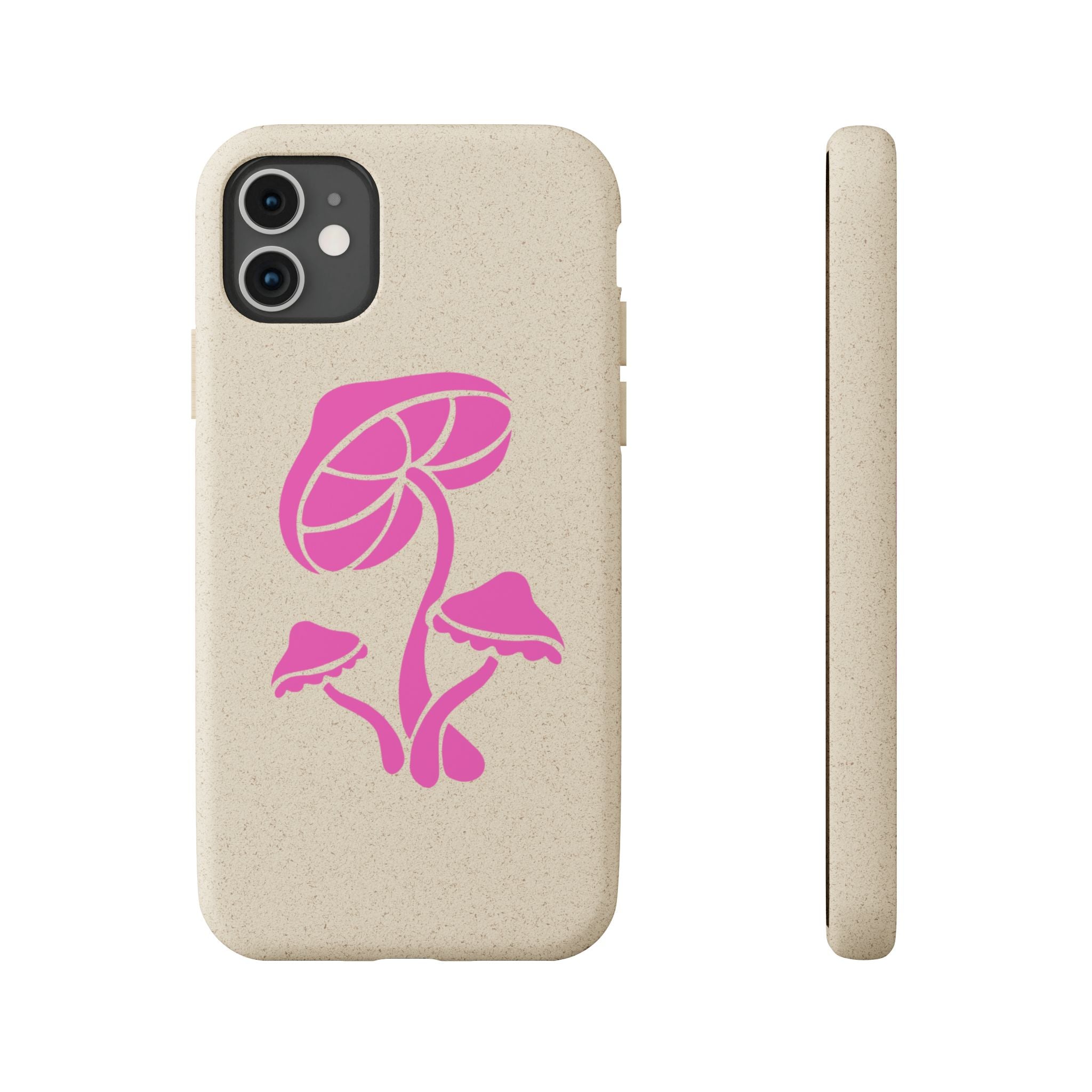 Eco-Friendly Phone Case with Pink Mushroom Design, Biodegradable Phone Cover, Sustainable Gift for Nature Lovers, Earth Day Gift, Cute Phone