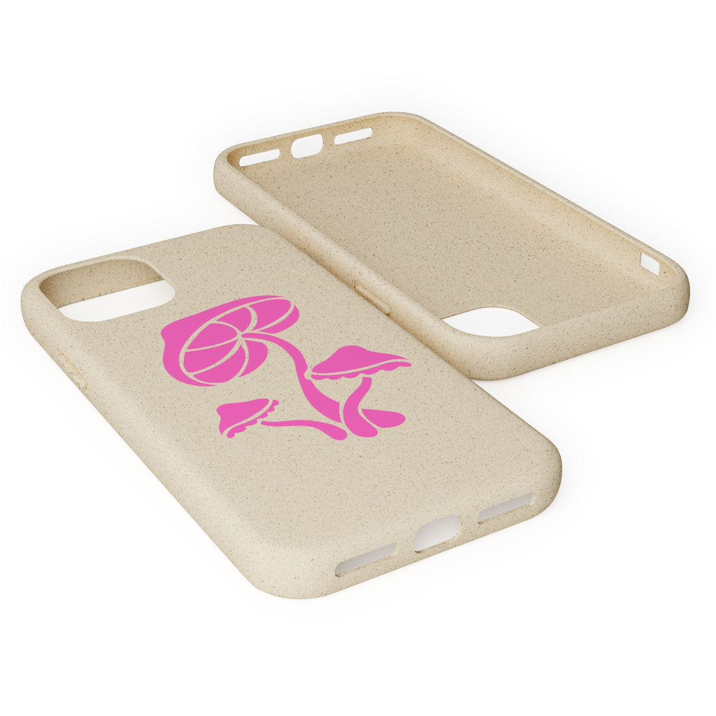 Eco-Friendly Phone Case with Pink Mushroom Design, Biodegradable Phone Cover, Sustainable Gift for Nature Lovers, Earth Day Gift, Cute Phone