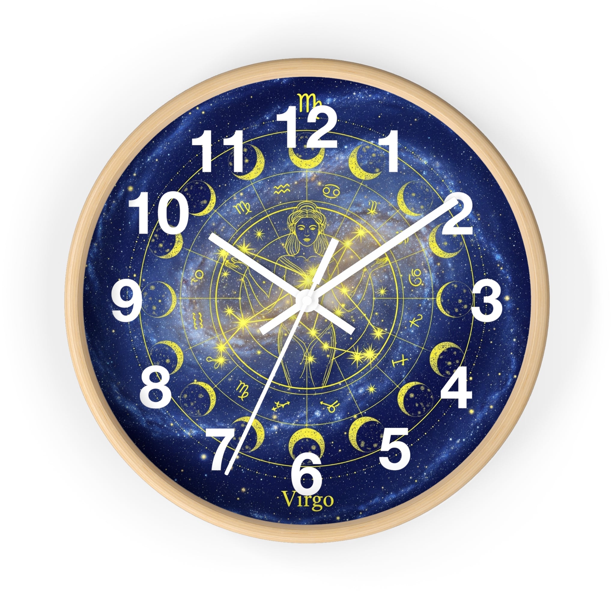 Celestial Virgo Wall Clock - Zodiac Decor for Astrology Lovers, Unique Gift for Birthday, Home Office Wall Art, Cosmic Timepiece