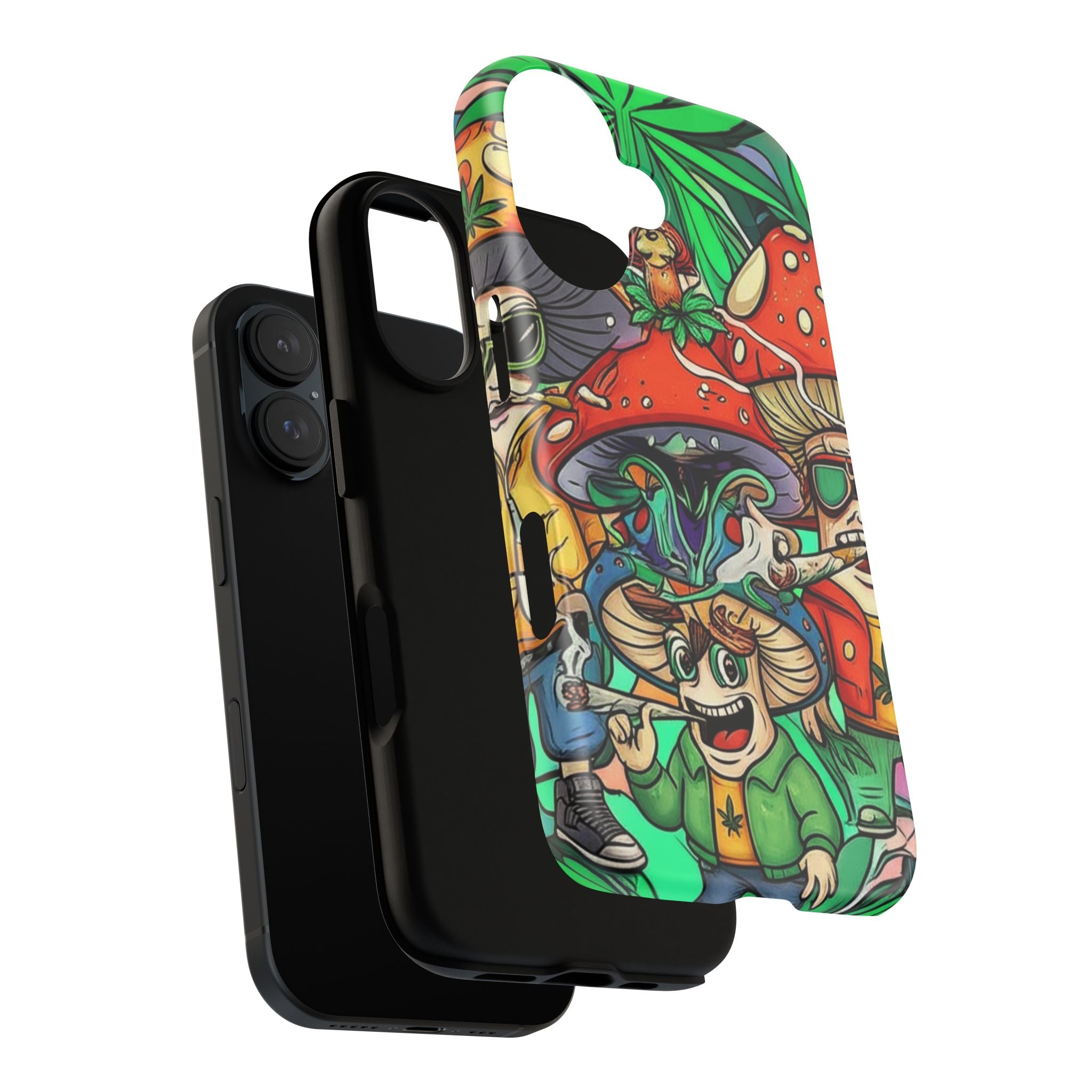 Vibrant Phone Case Featuring Funky Mushroom Art, Tough Cases, Trendy Accessories, Unique Gifts, Eclectic Style, Phone Protection