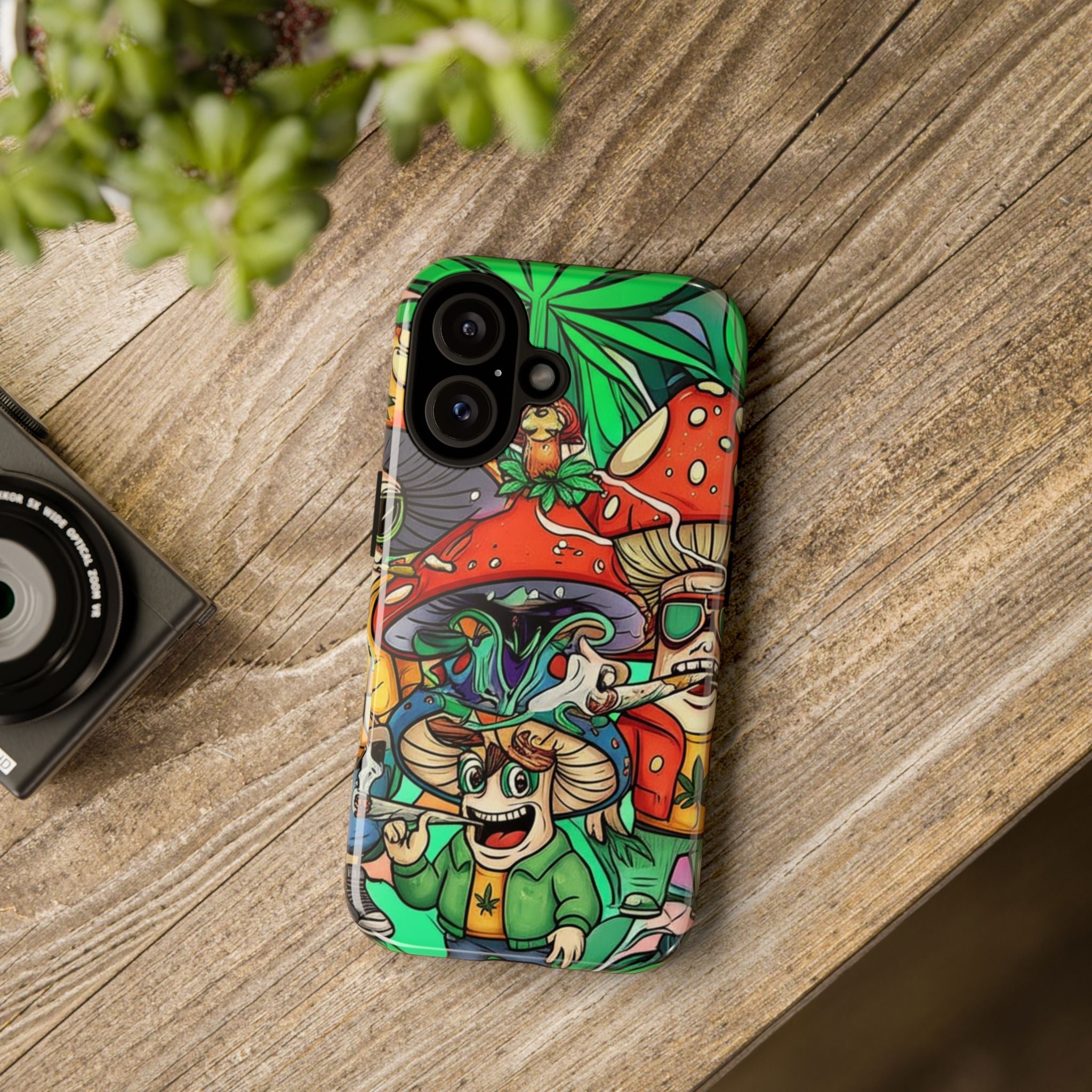Vibrant Phone Case Featuring Funky Mushroom Art, Tough Cases, Trendy Accessories, Unique Gifts, Eclectic Style, Phone Protection