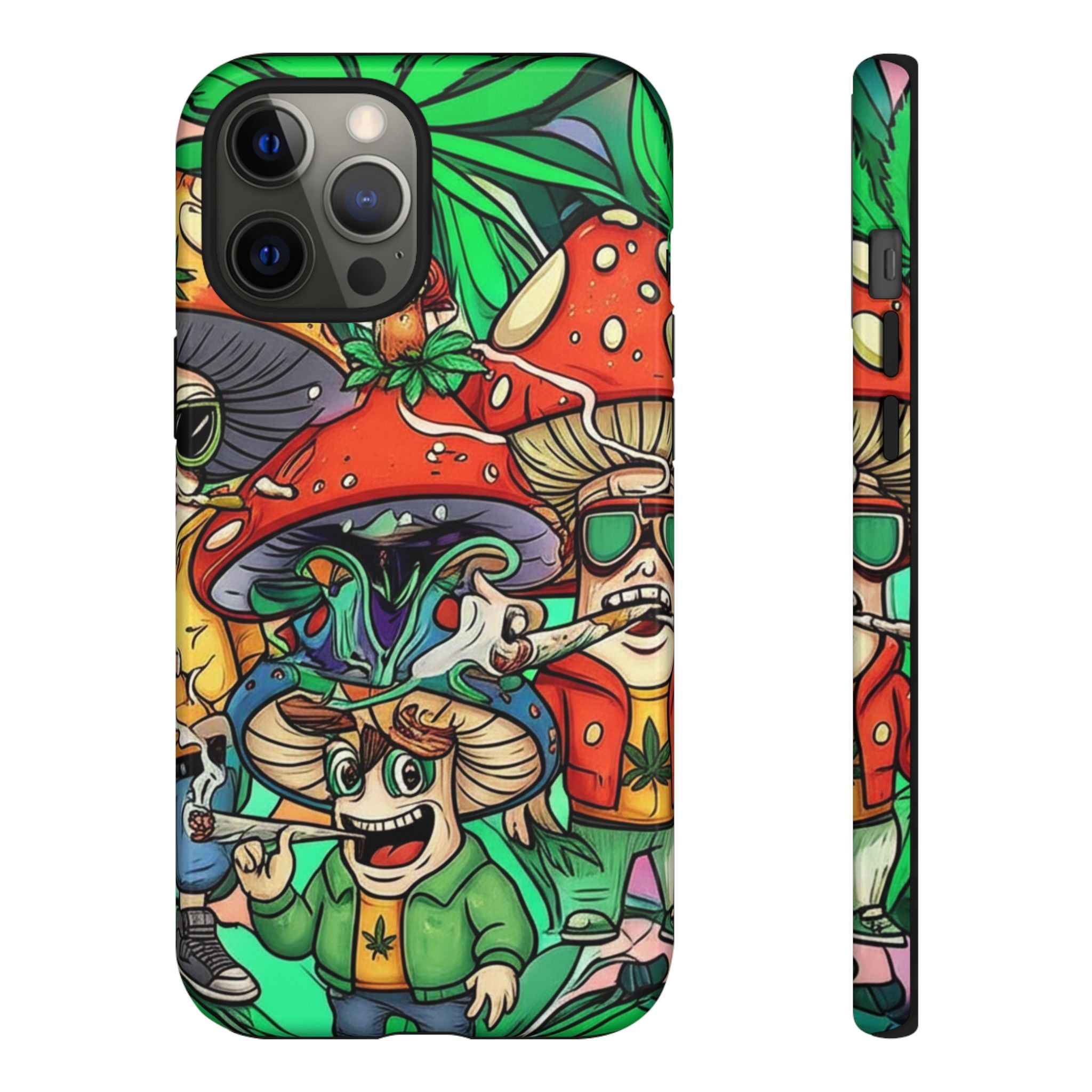 Vibrant Phone Case Featuring Funky Mushroom Art, Tough Cases, Trendy Accessories, Unique Gifts, Eclectic Style, Phone Protection