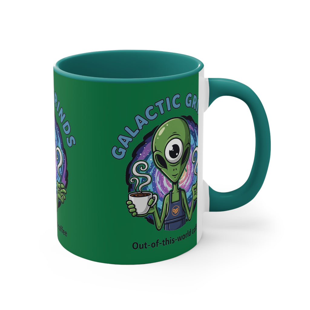 Galactic Grinds Alien Accent Mug - Fun Coffee Mug, Space Lover Gift, Unique Kitchen Decor, Whimsical Alien Design, Out-of-this-world Coffee