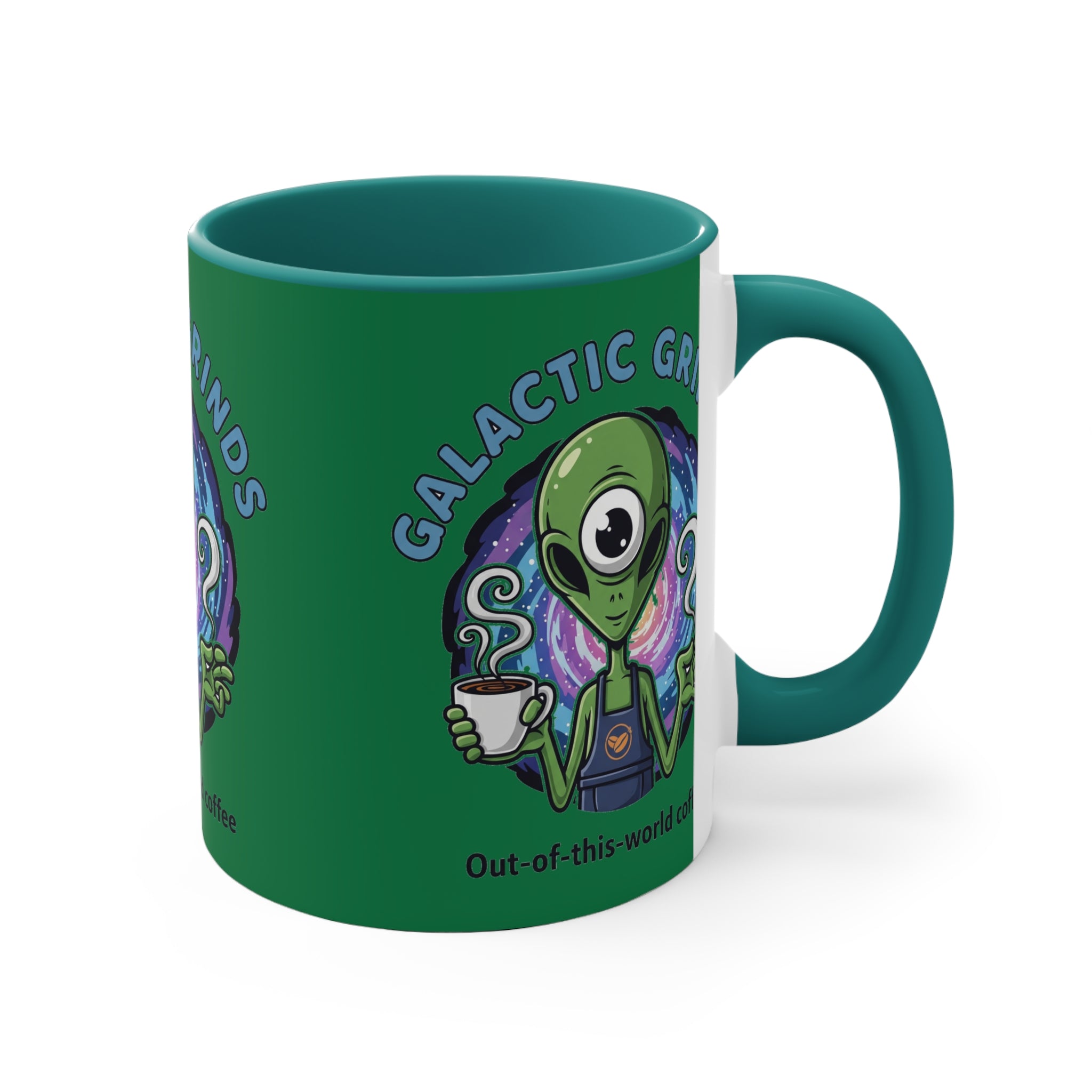 Galactic Grinds Alien Accent Mug - Fun Coffee Mug, Space Lover Gift, Unique Kitchen Decor, Whimsical Alien Design, Out-of-this-world Coffee