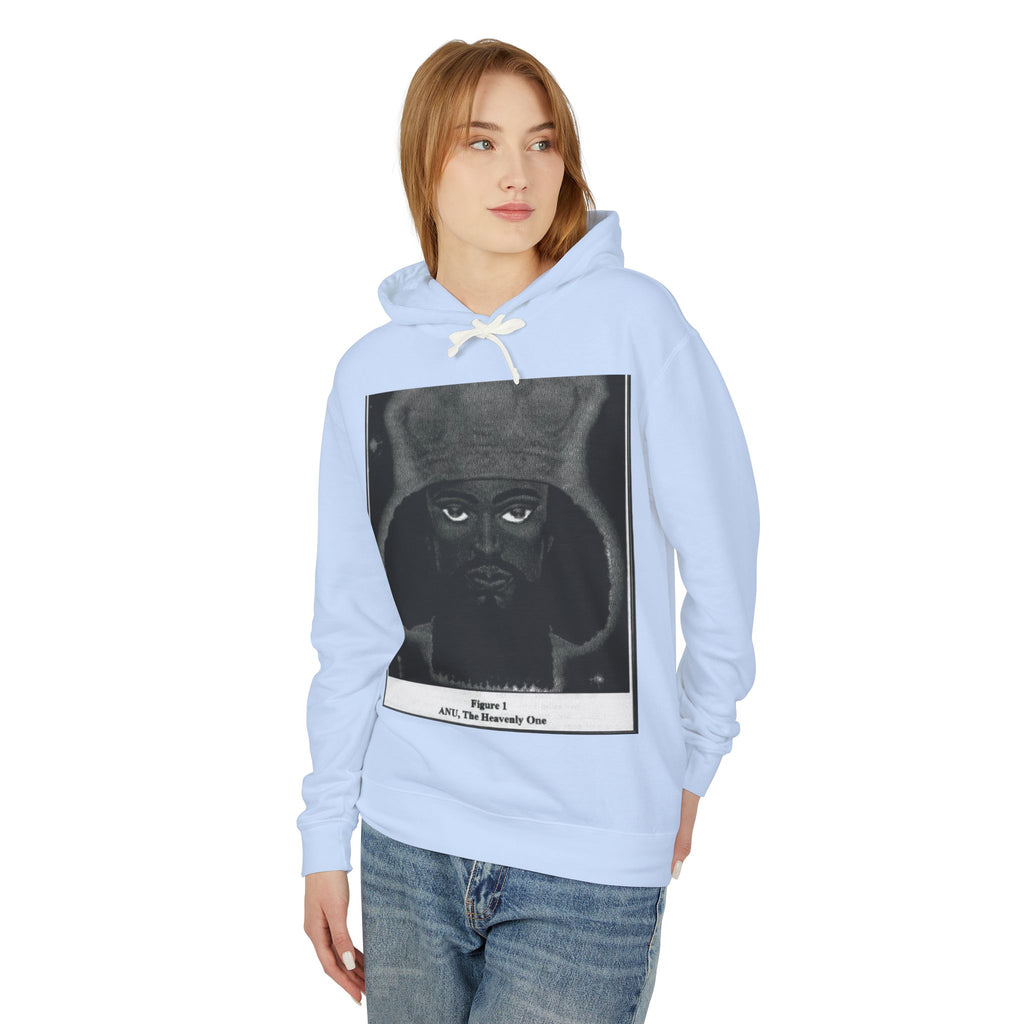 Artistic Unisex Lightweight Hooded Sweatshirt, Unique Graphic Hoodie, Anu The Heavenly One Design, Comfort Wear, Streetwear Style