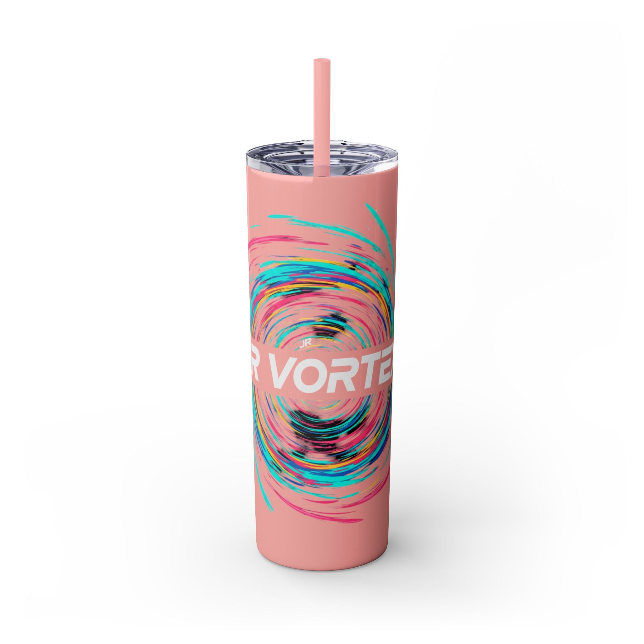 Colorful Swirl Skinny Tumbler with Straw, 20oz | Insulated Drinkware | Perfect for Gifts, Travel, Office, Beach, Summer Vibes