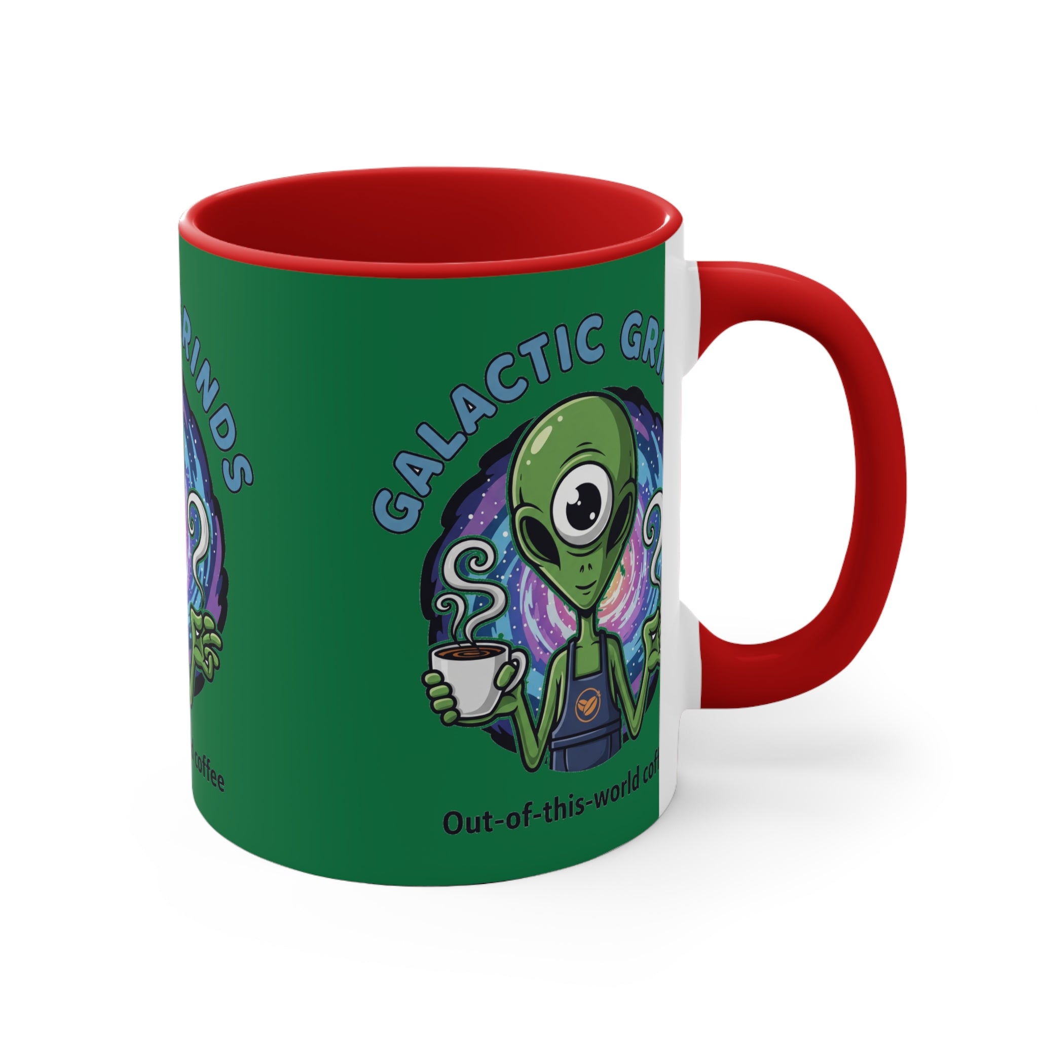 Galactic Grinds Alien Accent Mug - Fun Coffee Mug, Space Lover Gift, Unique Kitchen Decor, Whimsical Alien Design, Out-of-this-world Coffee