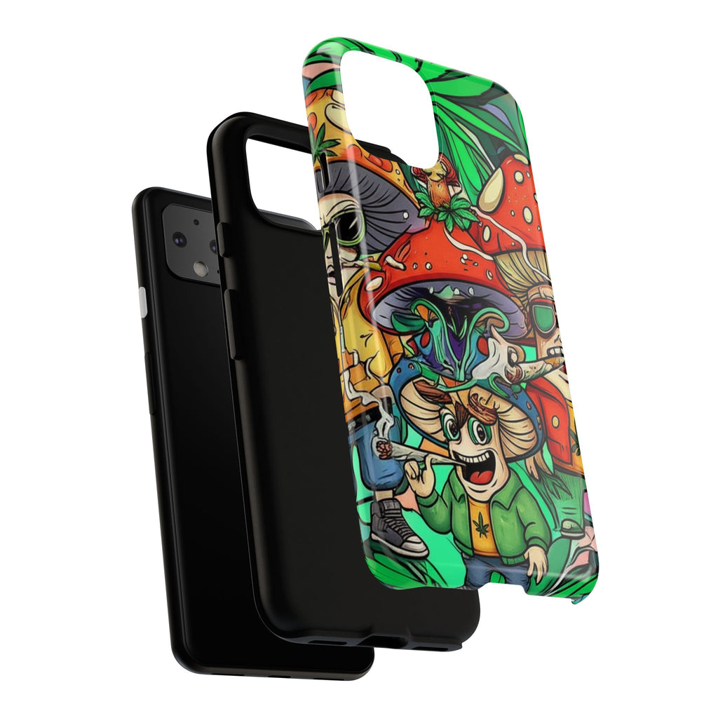 Vibrant Phone Case Featuring Funky Mushroom Art, Tough Cases, Trendy Accessories, Unique Gifts, Eclectic Style, Phone Protection