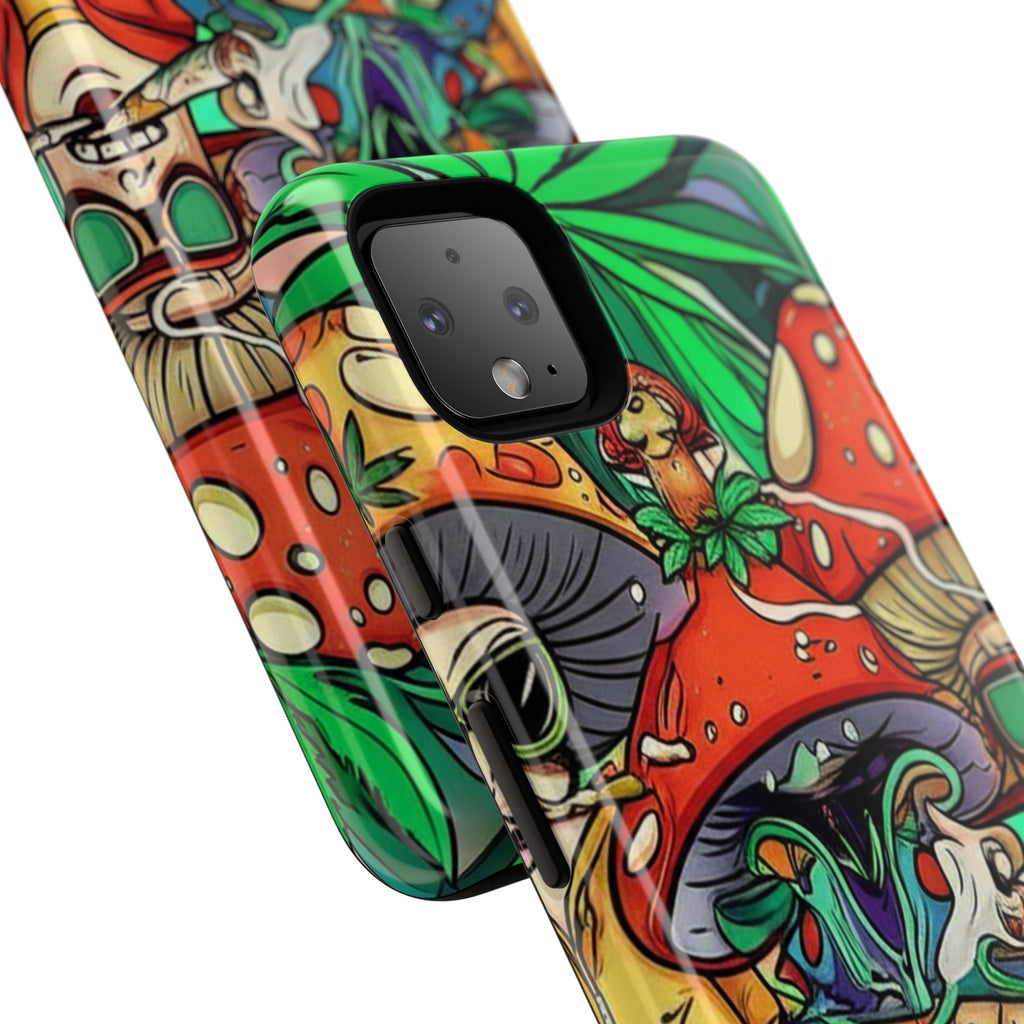 Vibrant Phone Case Featuring Funky Mushroom Art, Tough Cases, Trendy Accessories, Unique Gifts, Eclectic Style, Phone Protection